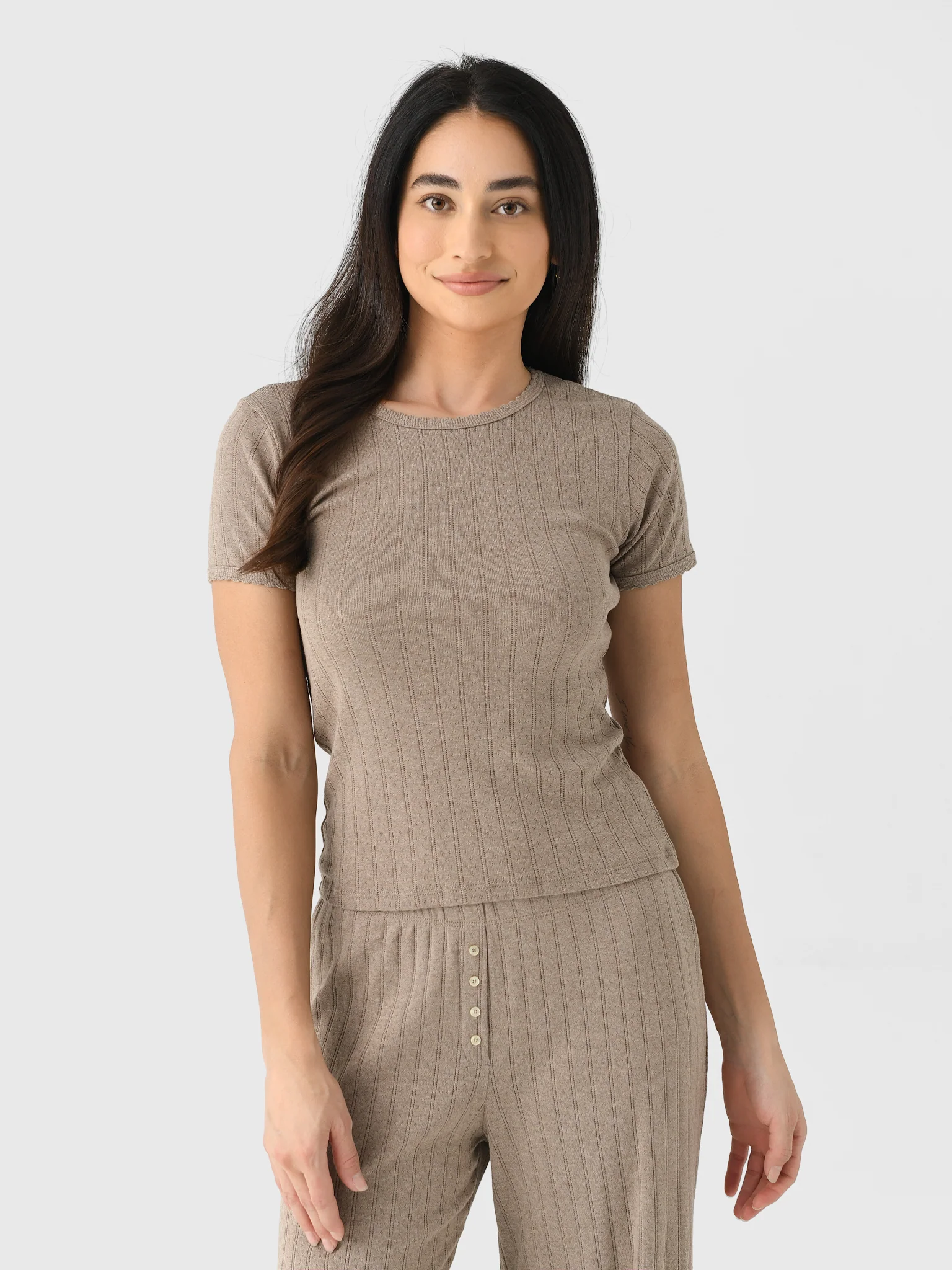 Leset Women's Pointelle Slim Fit Tee - Image 4