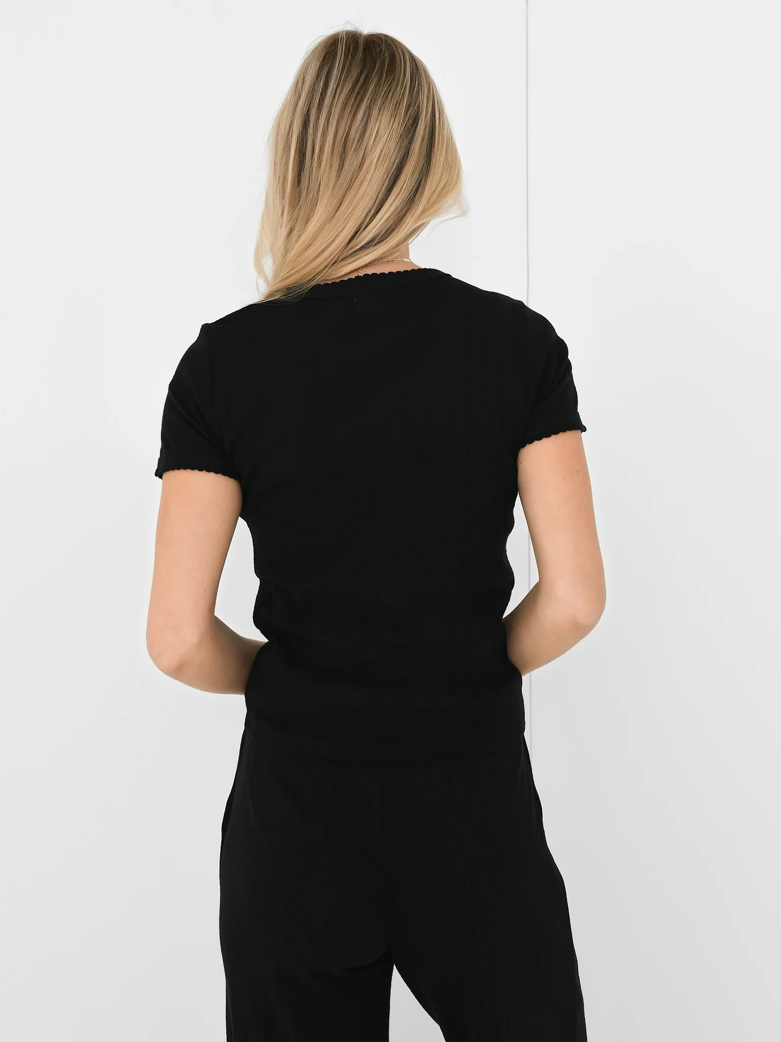 Leset Women's Pointelle Slim Fit Tee - Image 7