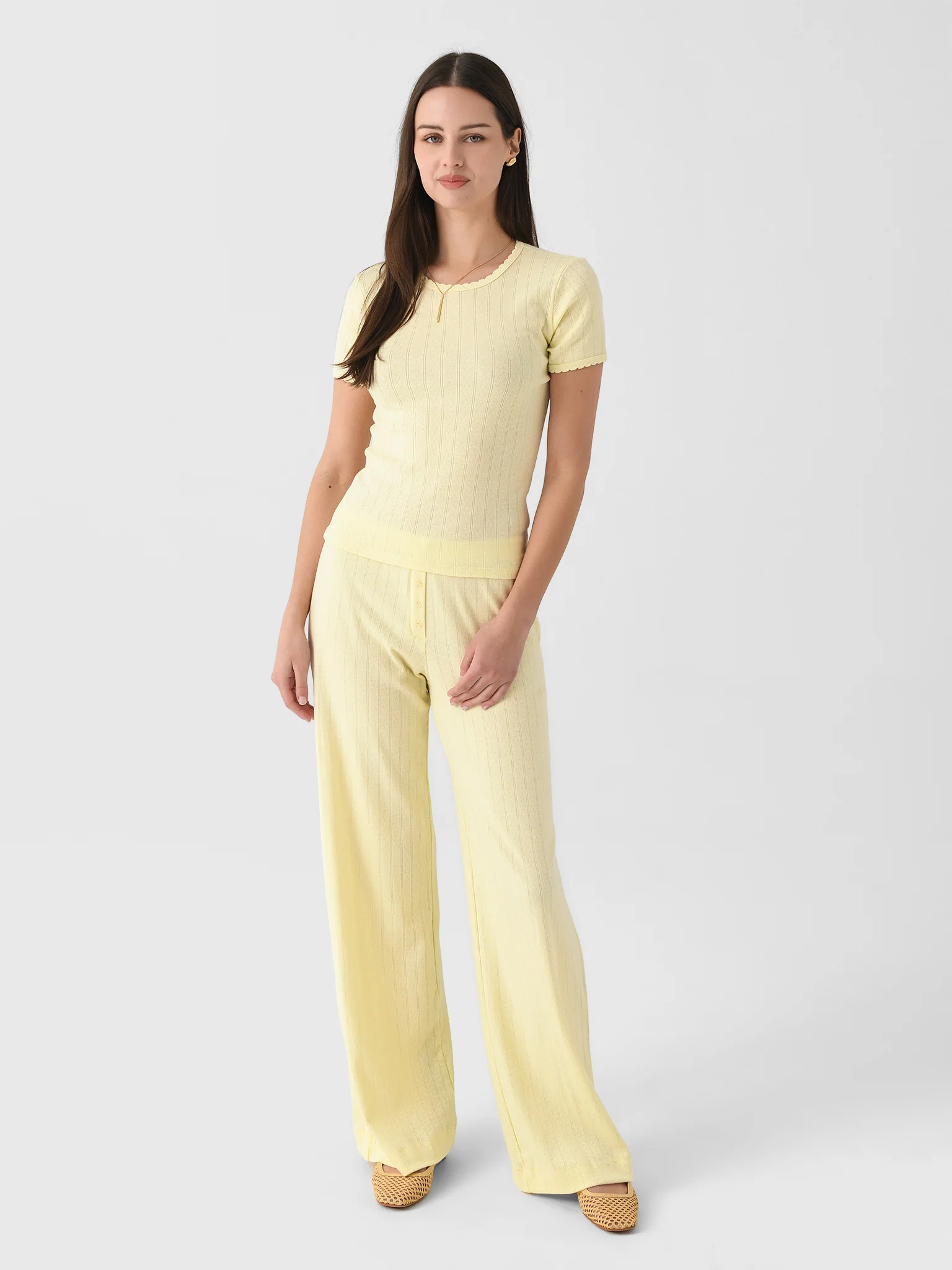 Leset Women's Pointelle Slim Fit Tee - Image 9