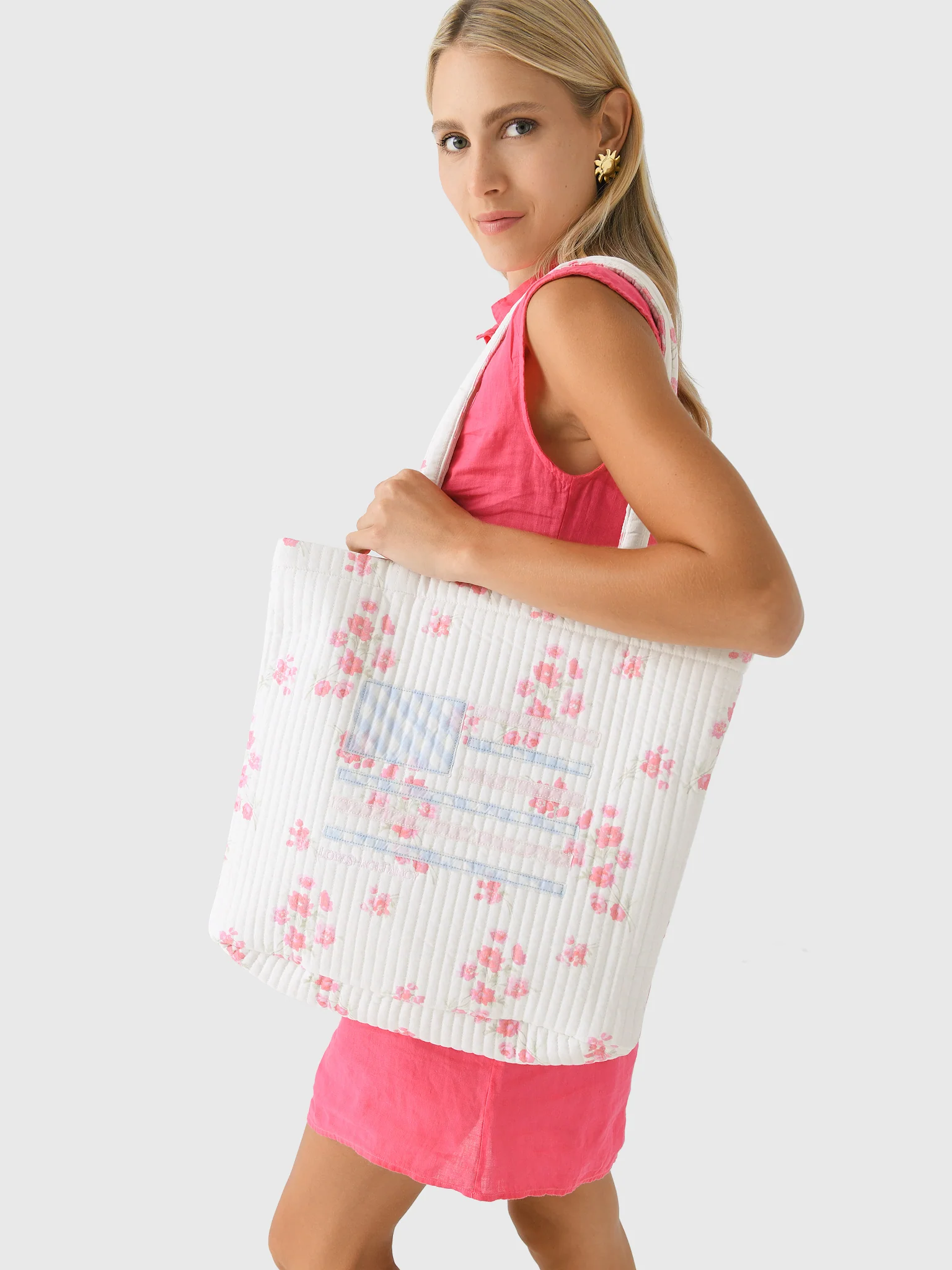 LoveShackFancy Henderson Cotton Floral Flag Tote - Image 2
