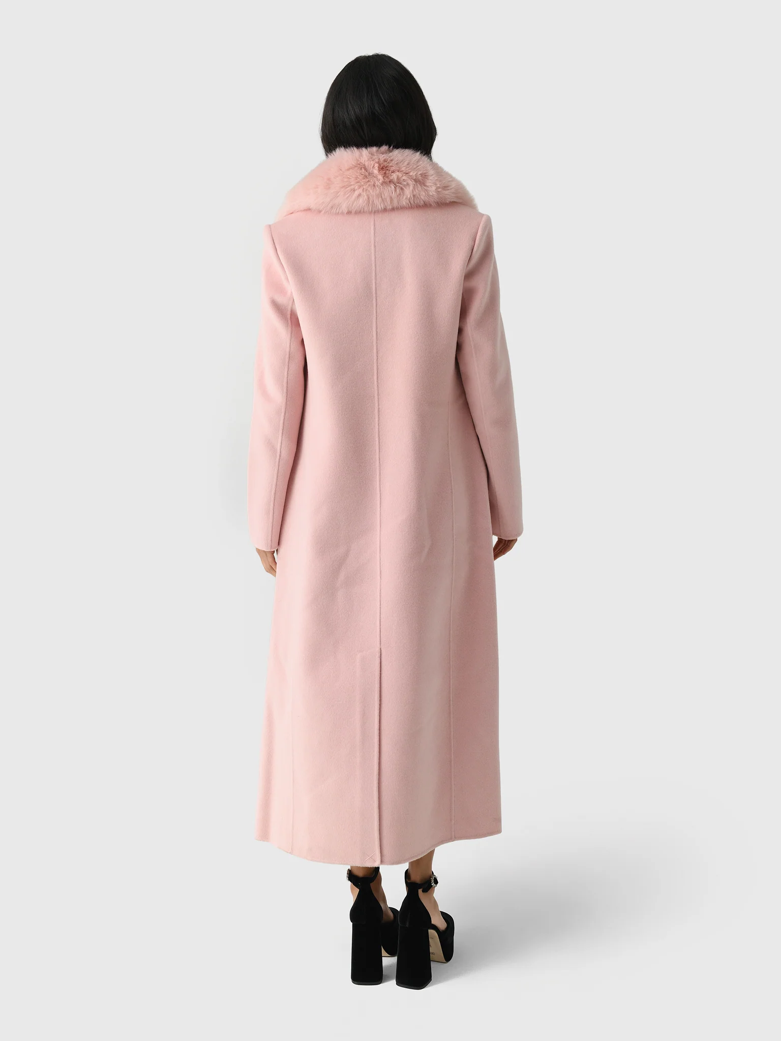 LoveShackFancy Women's Char Faux Fur Collar Wool Coat - Image 3