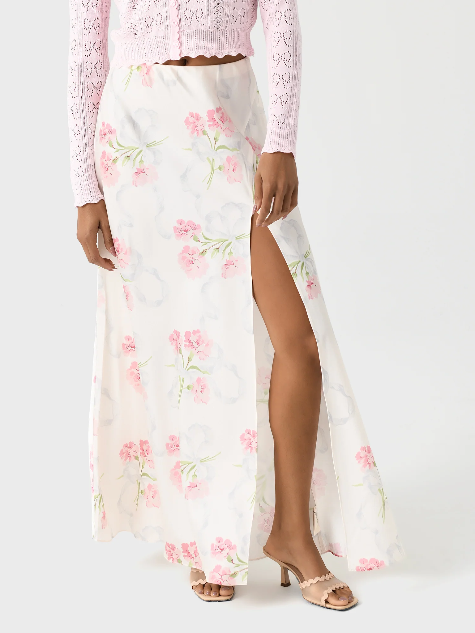LoveShackFancy Women's Connie Silk Floral Maxi Skirt