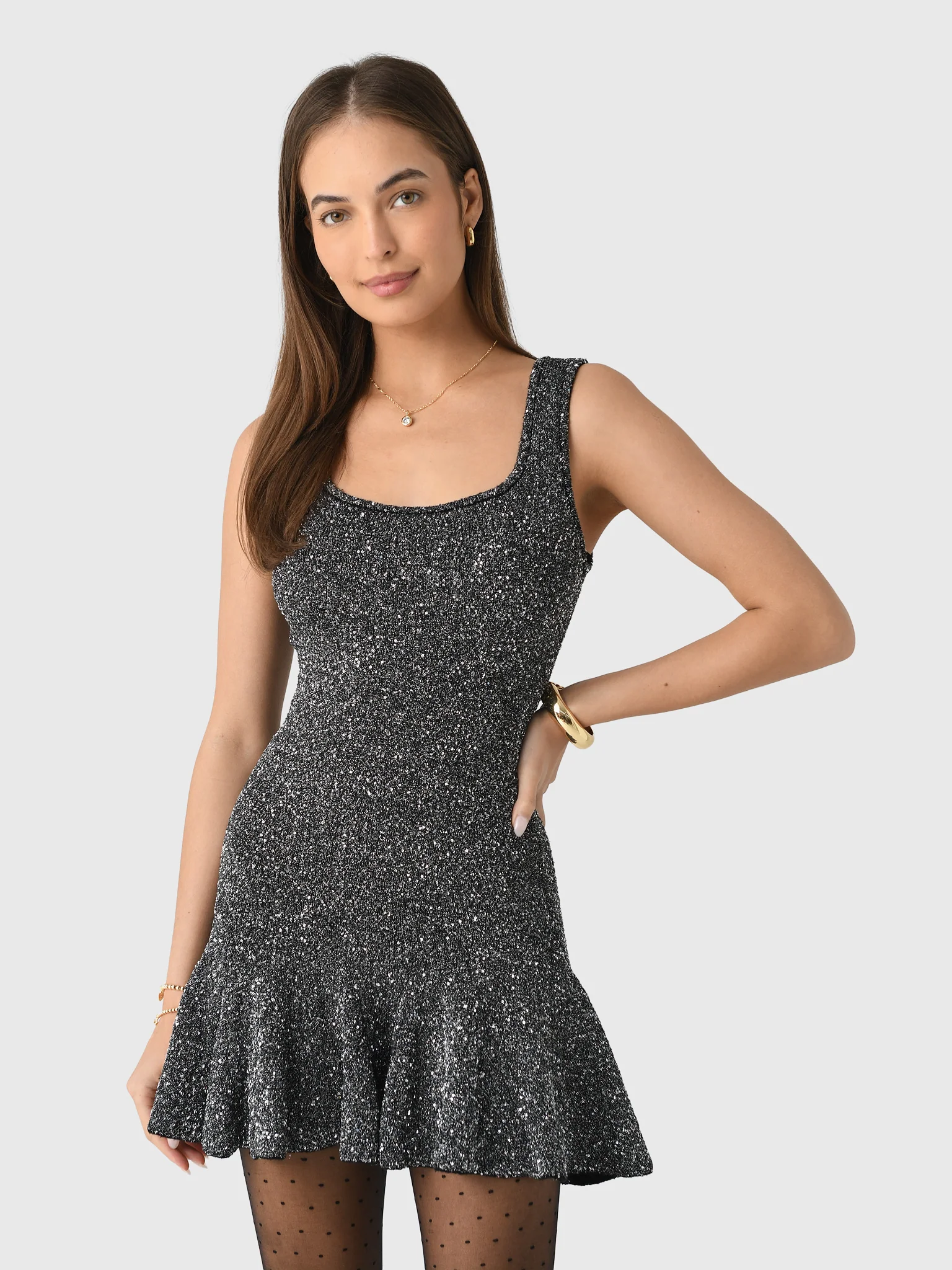LoveShackFancy Women's Sarajane Sequin Stretch Knit Mini Dress