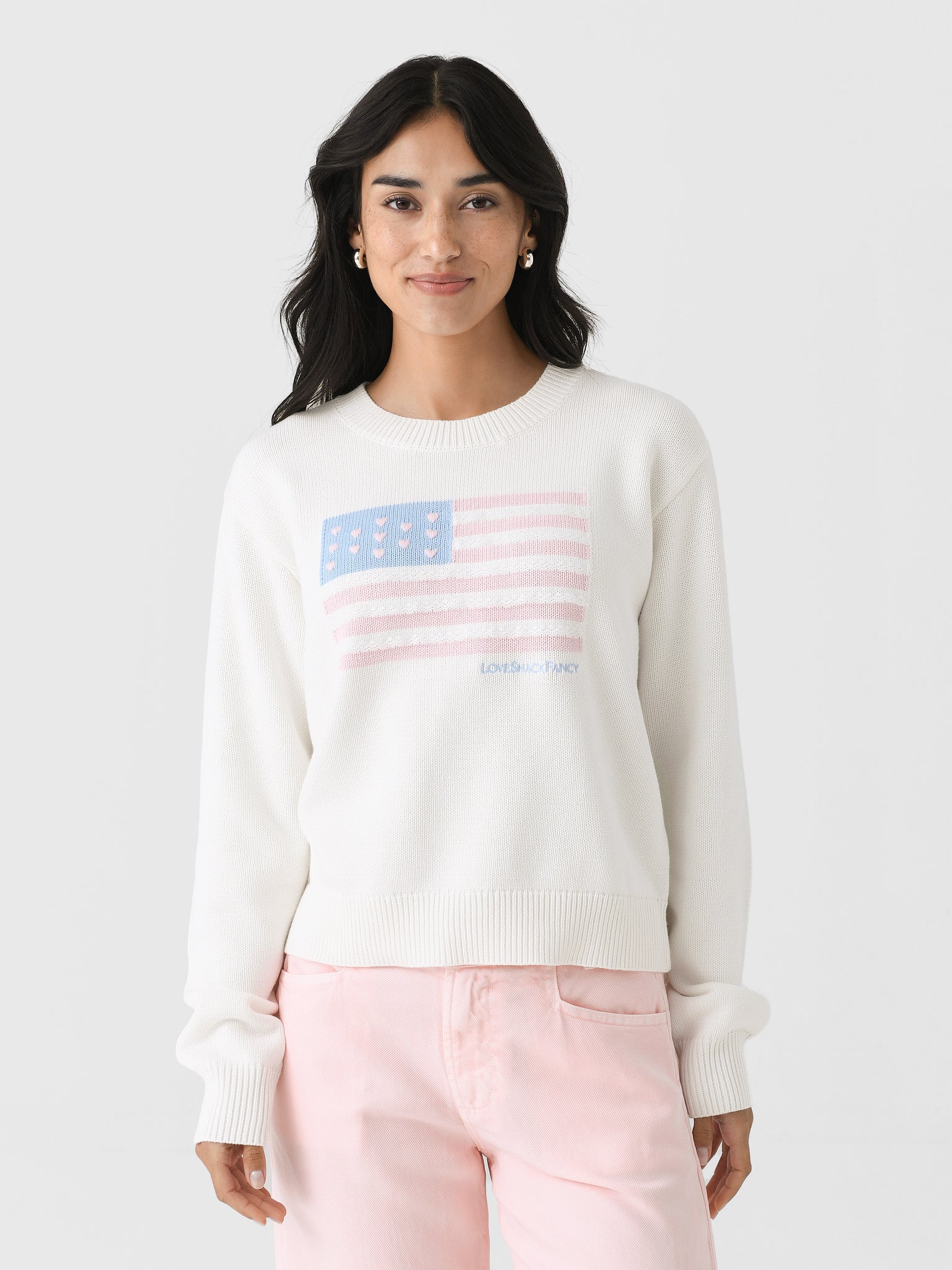 LoveShackFancy Women's Ty Cotton Flag Pullover