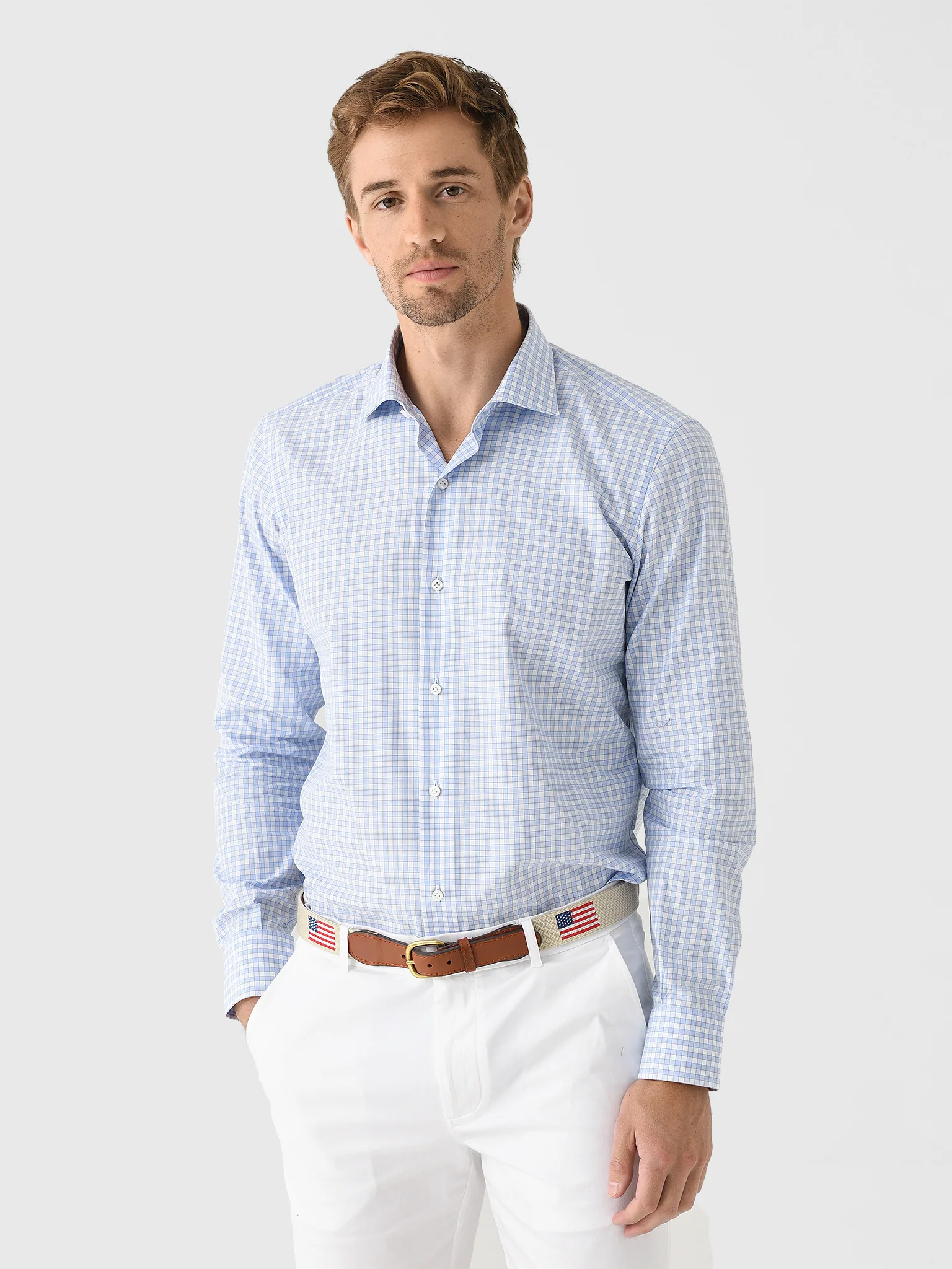 Maria Santangelo Men's Gingham Woven Shirt