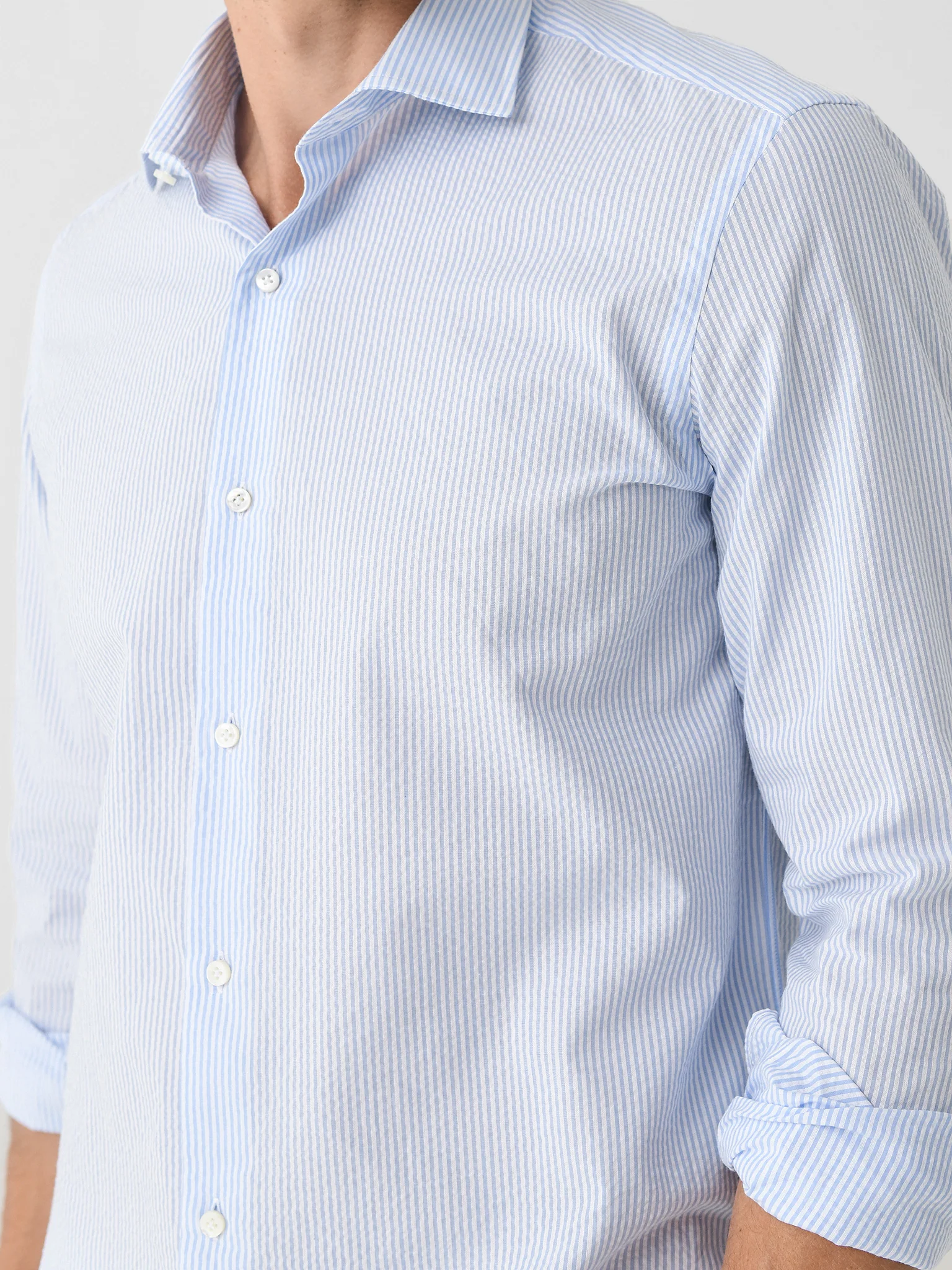 Maria Santangelo Men's Stripe Seersucker Shirt - Image 5