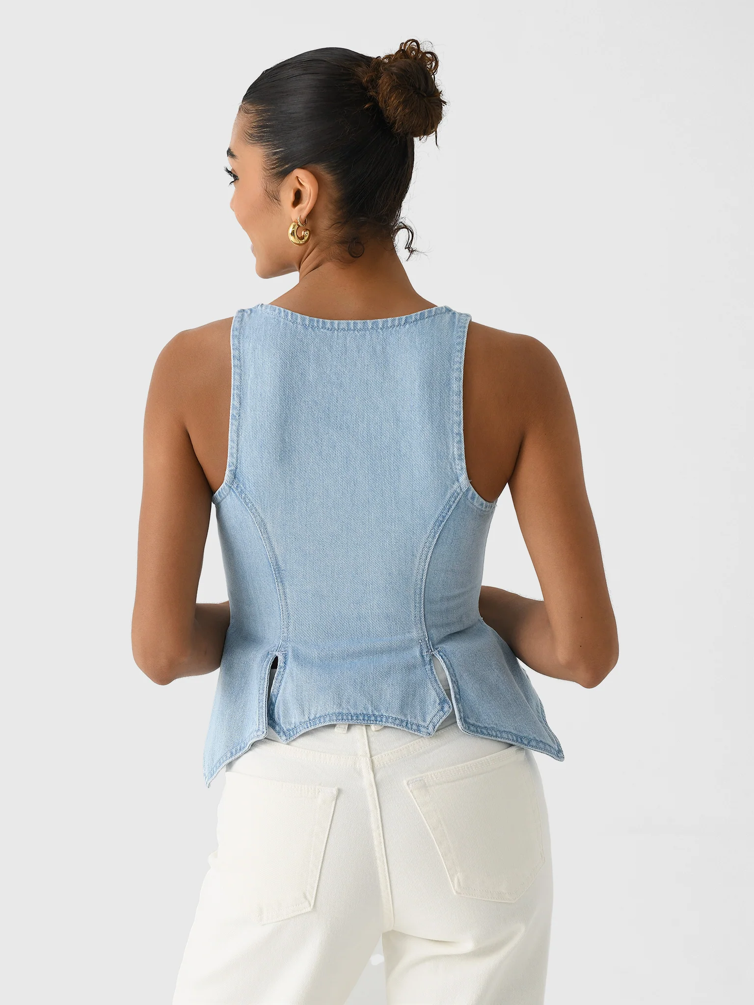 Marques Almeida Women's Corset Peplum Denim Top - Image 4