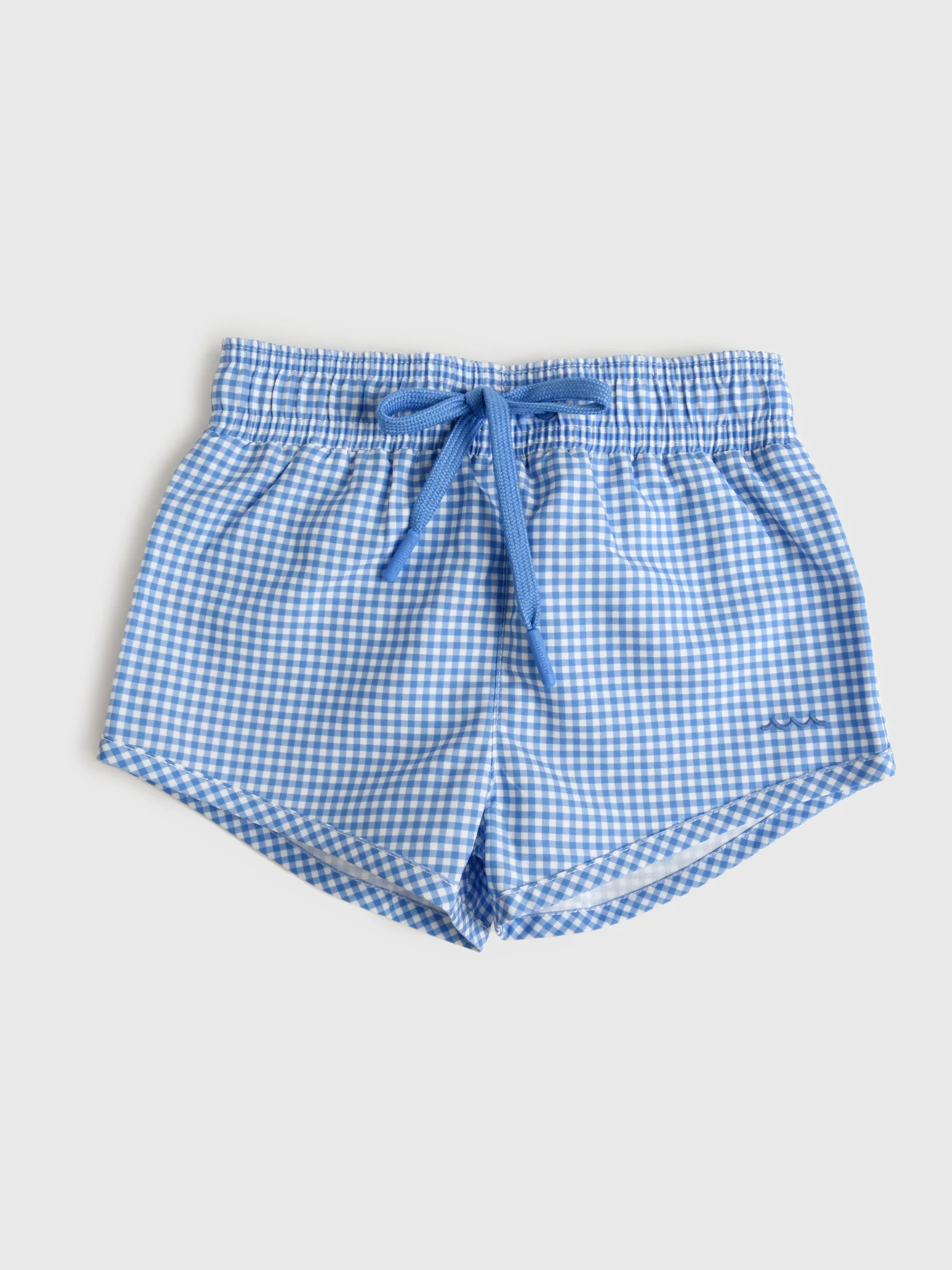 Minnow Boys' Sky Blue Gingham Boardie Short
