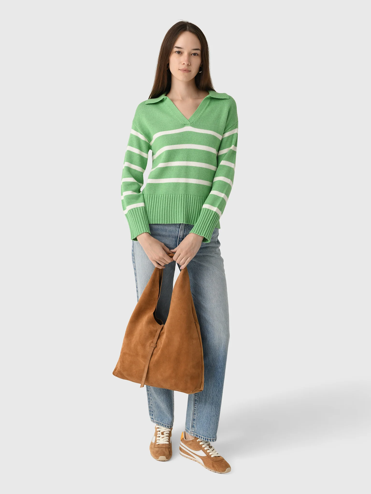MVG Women's Cotton Cashmere V-Neck Polo Sweater - Image 7