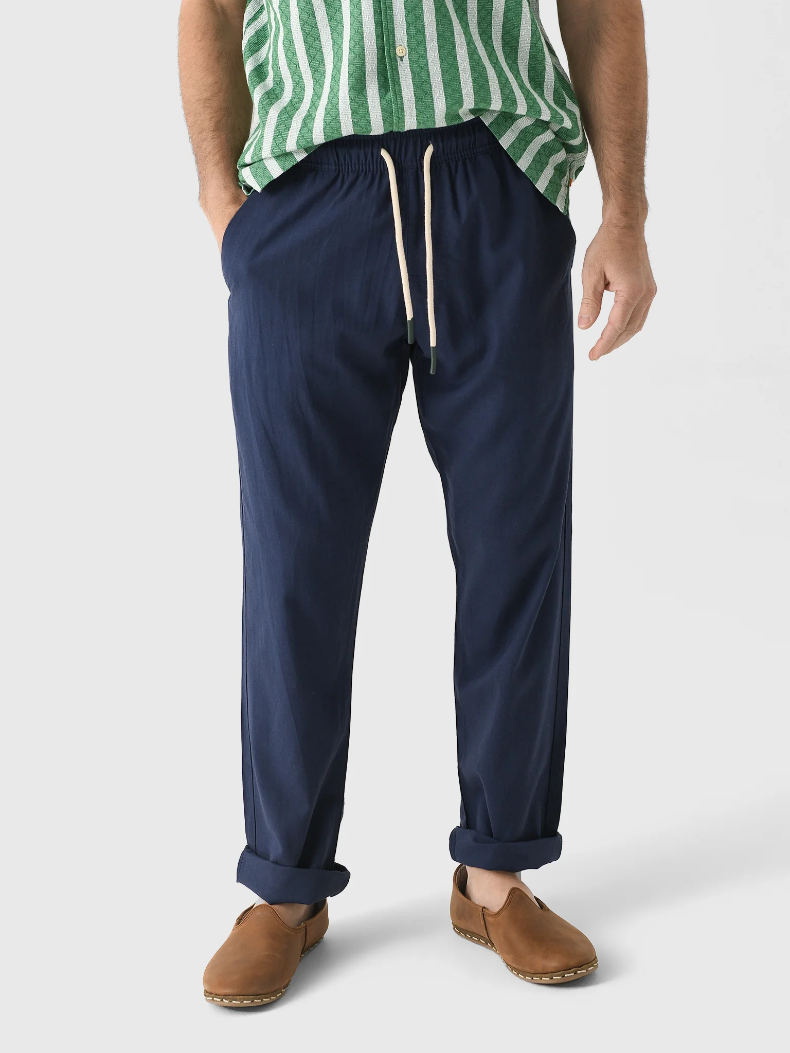 OAS Men's Navy Linen Pant