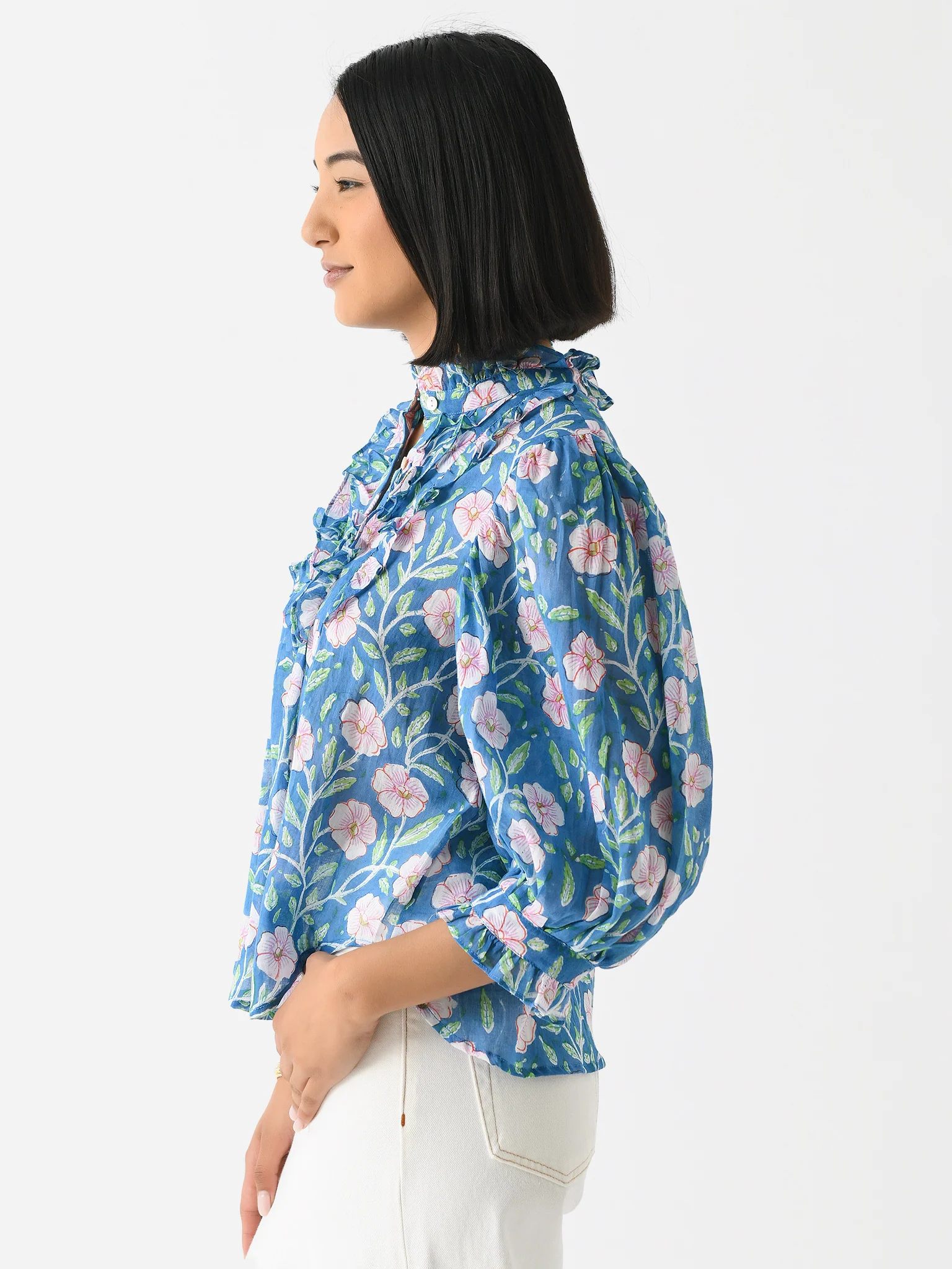 Oliphant Women's Ruffle Front Button Blouse - Image 3