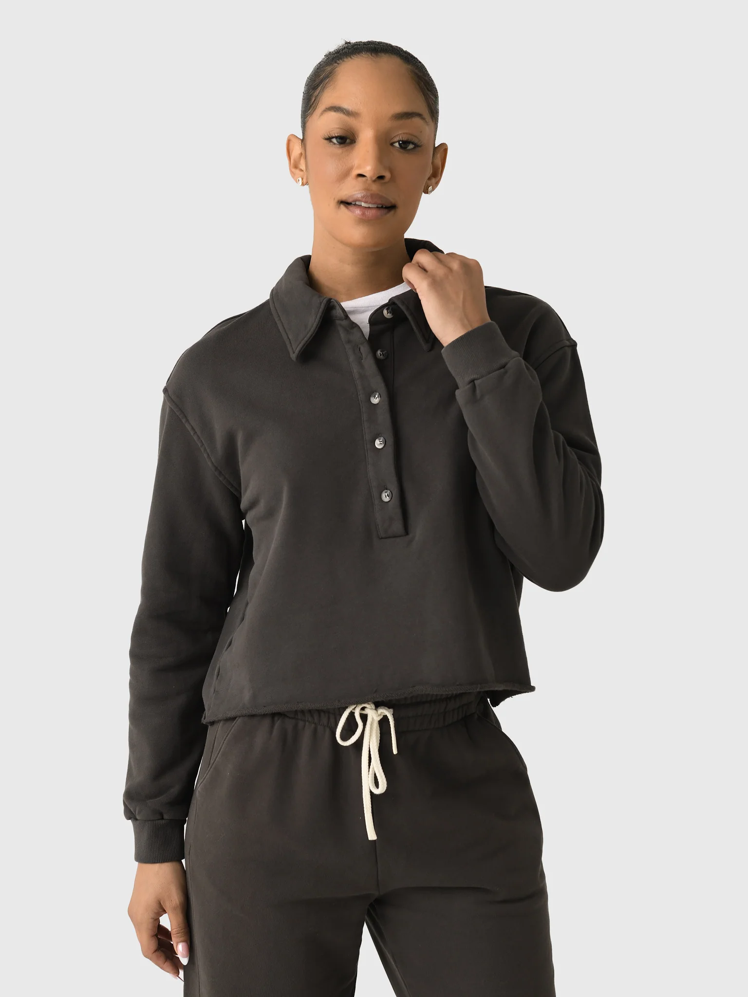Perfect White Tee Women's Vinny Collared Sweatshirt