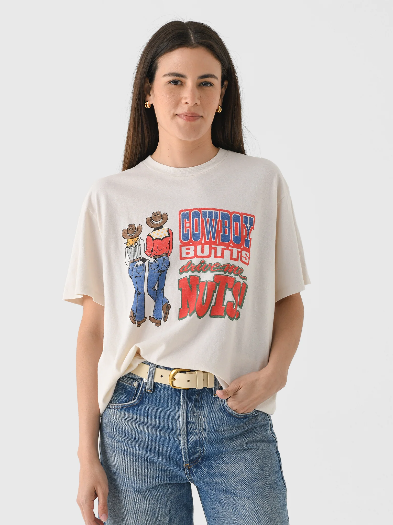 Re/Done Women's Cowboy Butts Boyfriend Tee