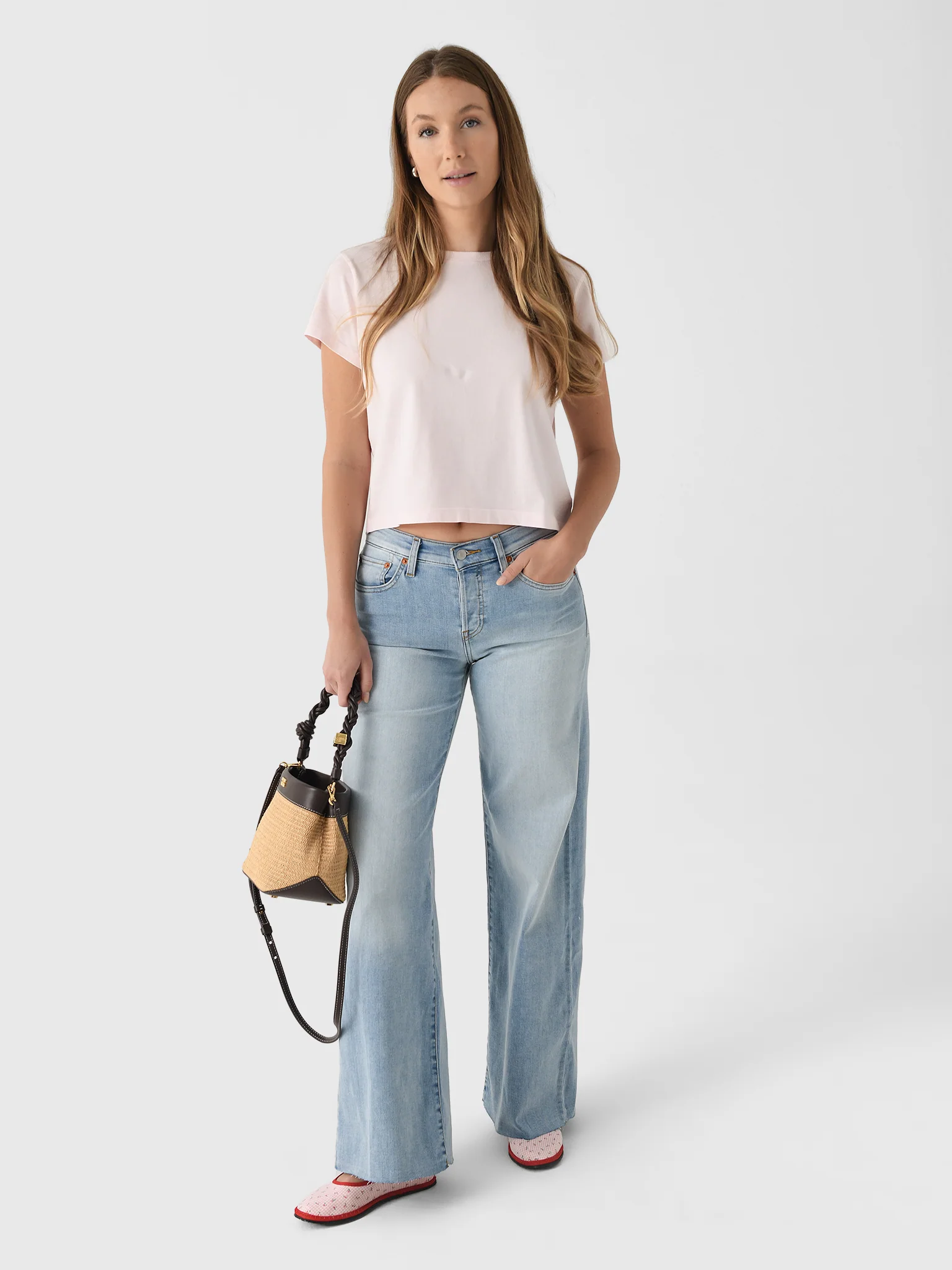 Re/Done Women's Mid Rise Palazzo Jean - Image 2