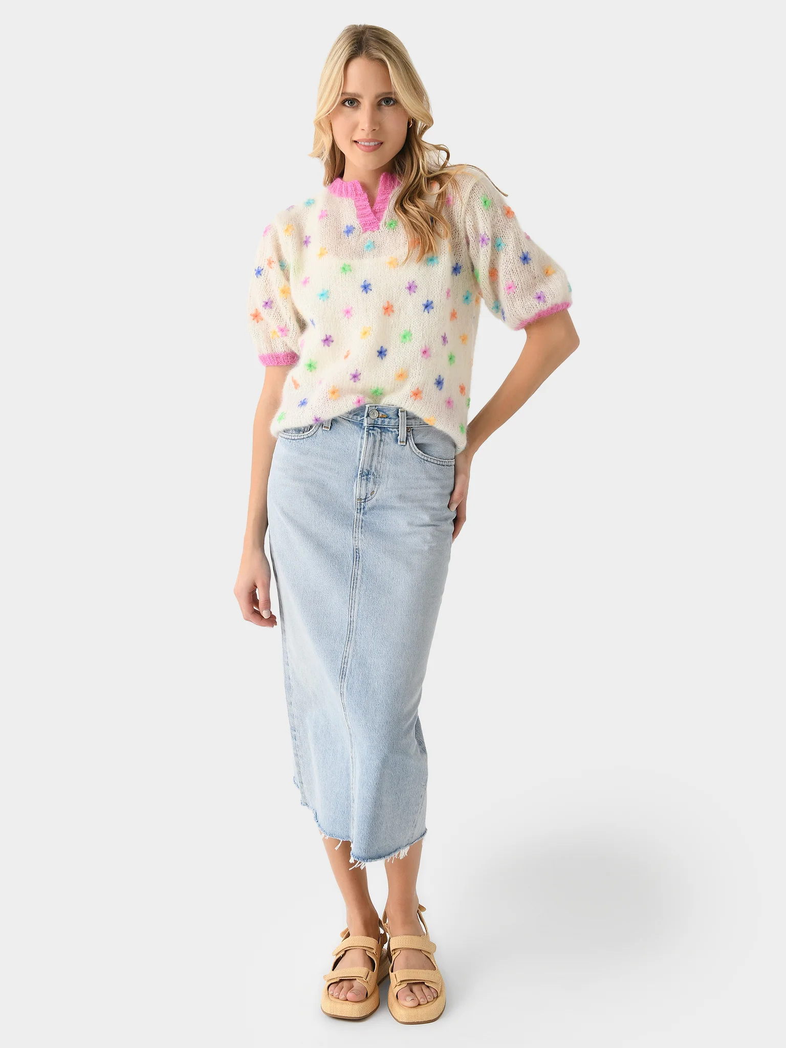 Rose Carmine Women's Balloon Stars Sweater - Image 2