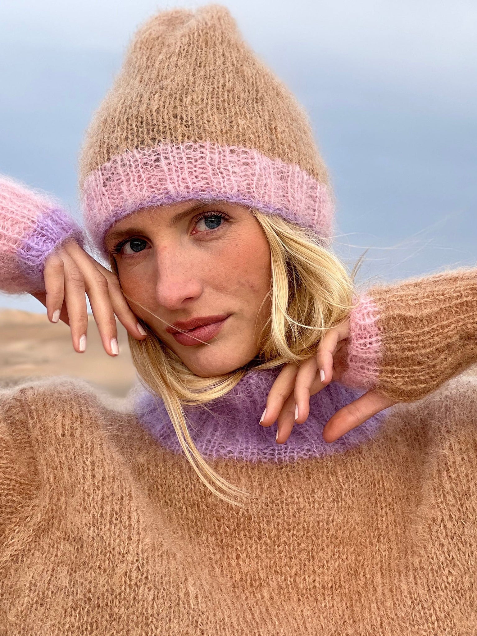 Rose Carmine Women's Colorblock Hat - Image 2