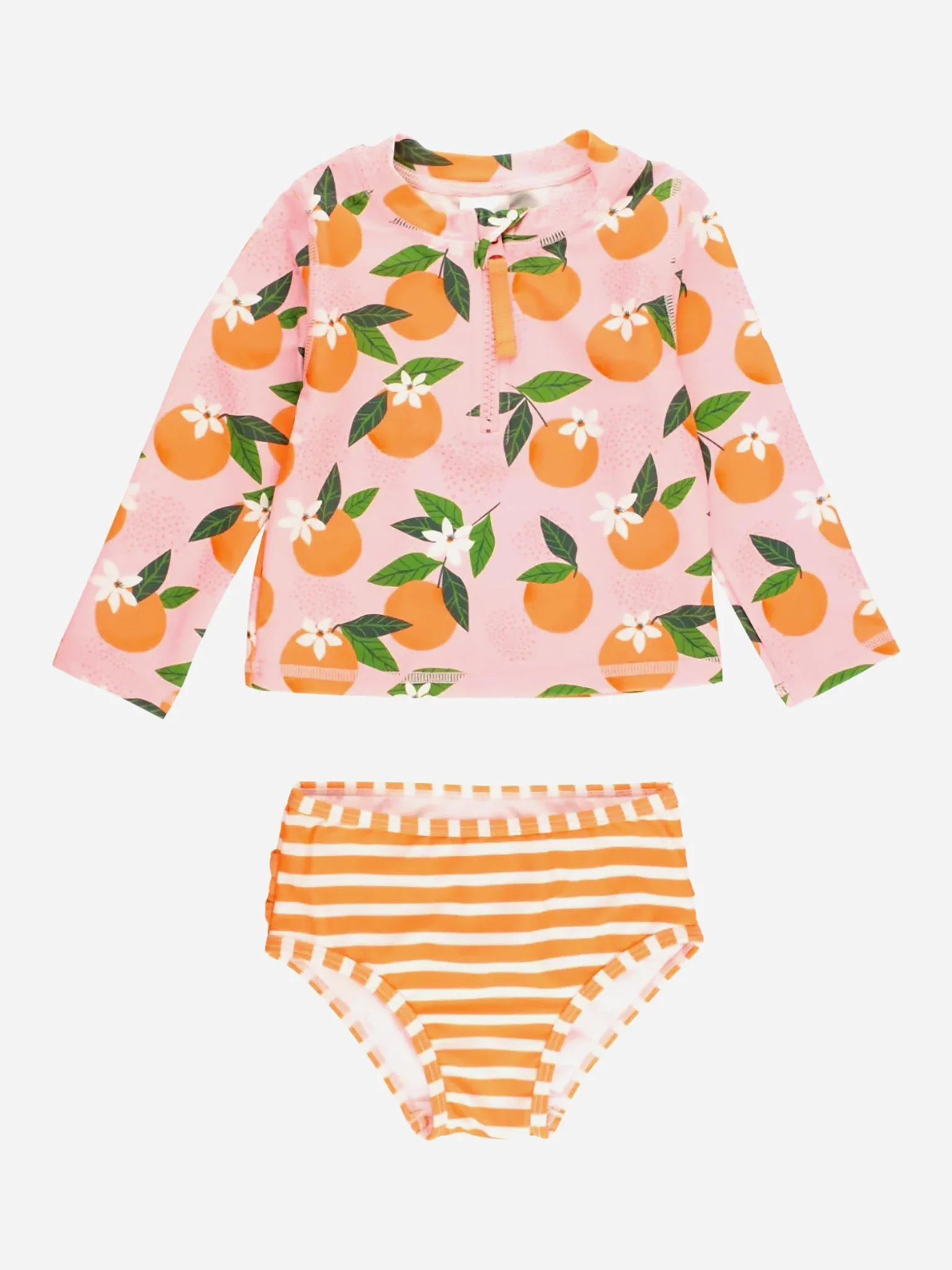 Rufflebutts Girls' Long Sleeve Zipper Rash Guard Bikini Set - Image 3