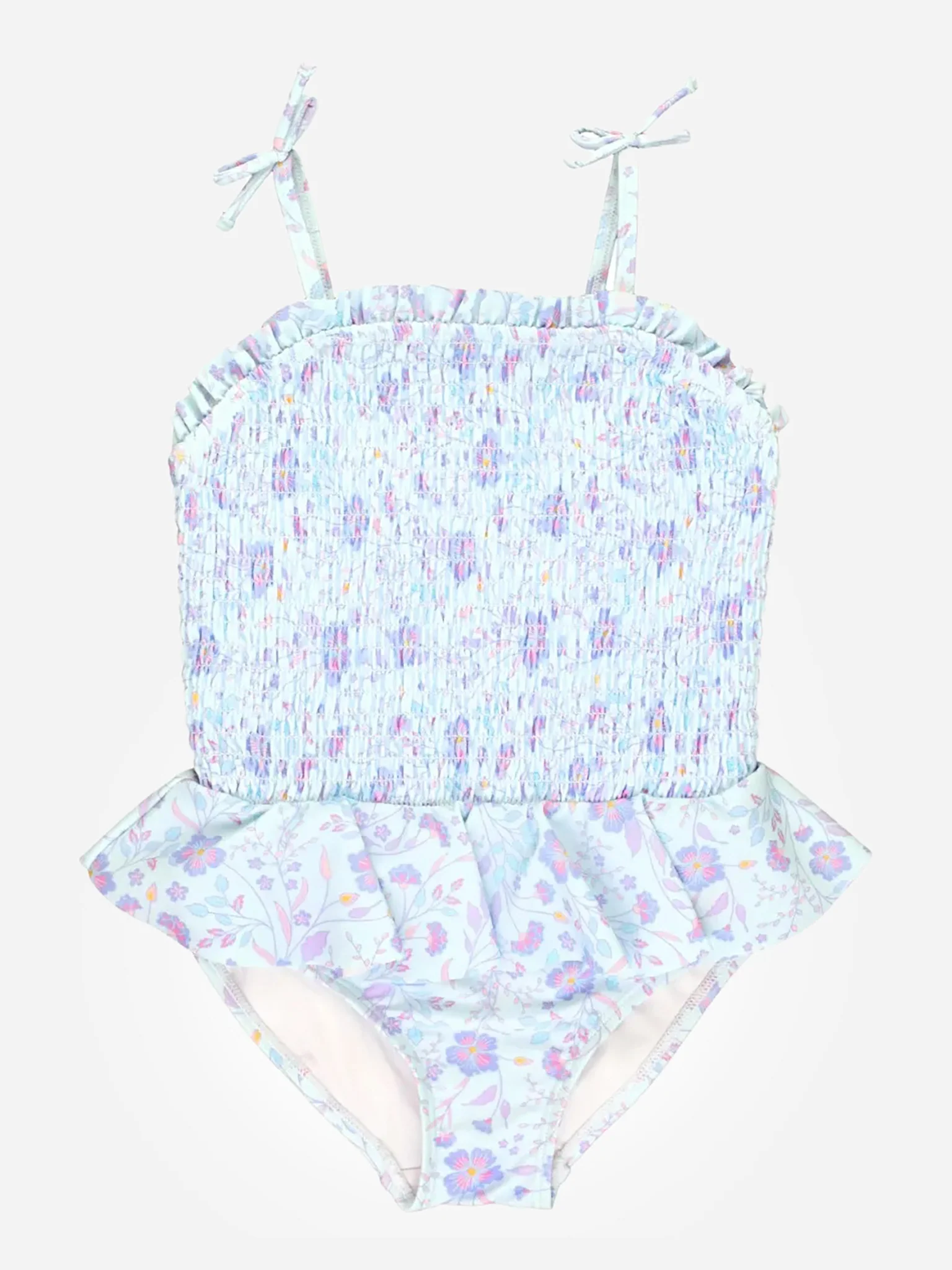 Rufflebutts Girls' Peplum Smocked Bodice One-Piece Swimsuit