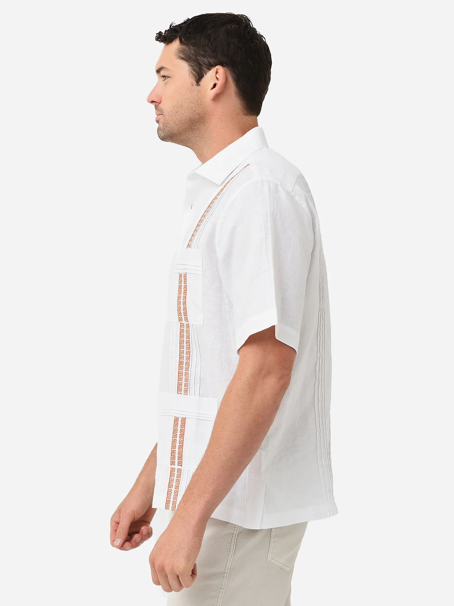 Centuria Men's Short Sleeve Greek Key Guayabera Shirt - Image 5