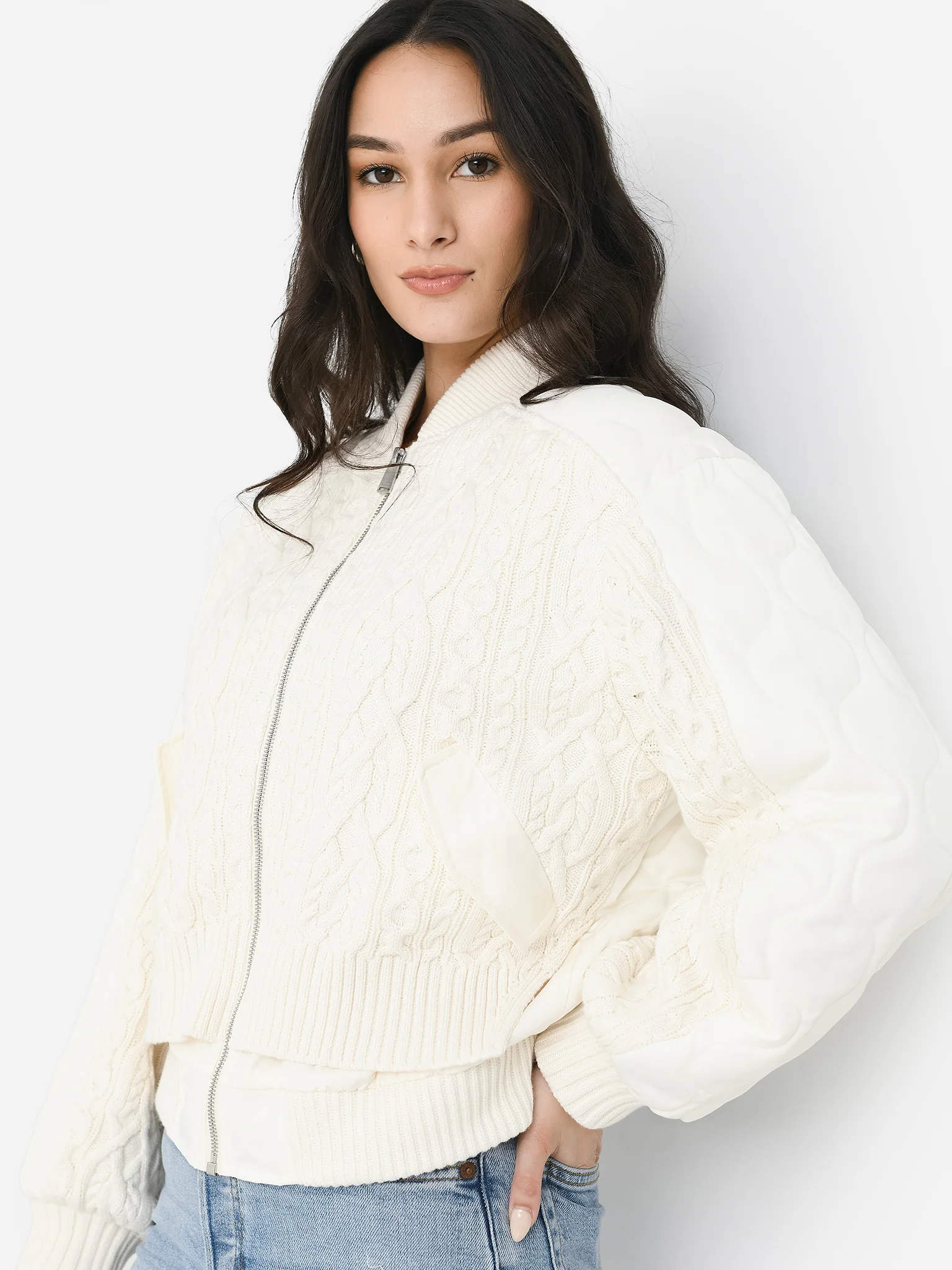 Simkhai Women's Rollins Combo Bomber Jacket