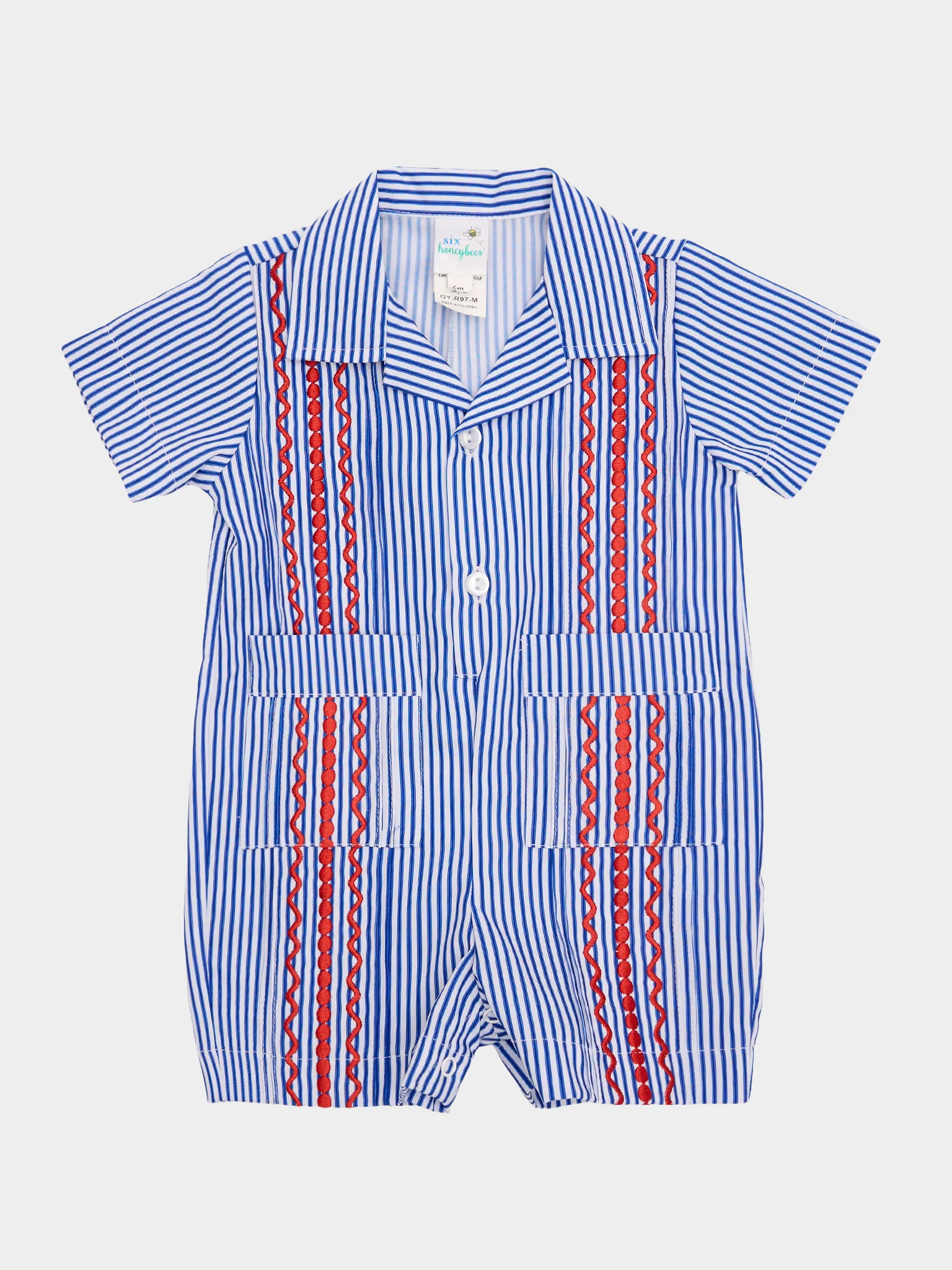 Six Honeybees Baby Boys' Guayabera Romper - Image 4