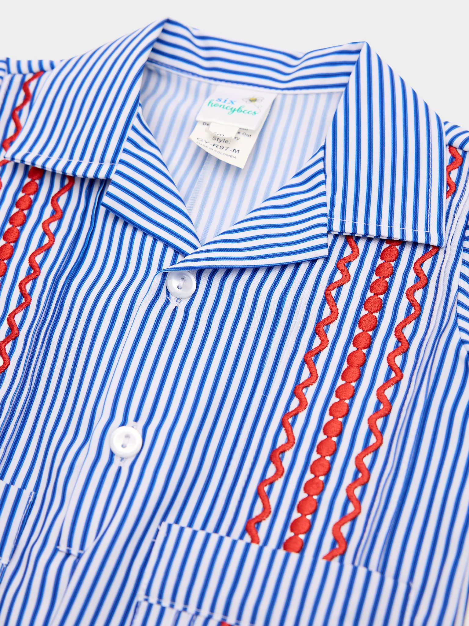 Six Honeybees Baby Boys' Guayabera Romper - Image 5