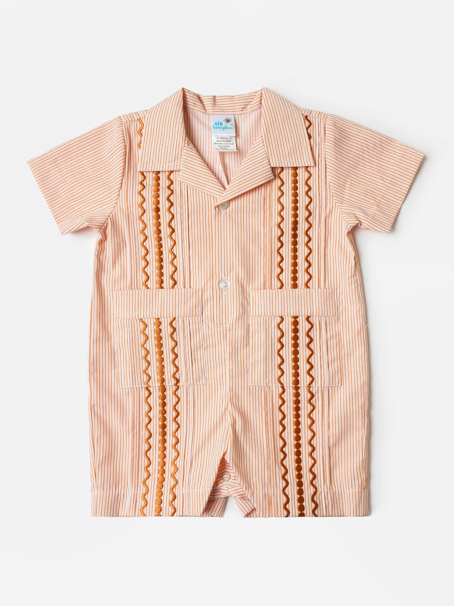Six Honeybees Baby Boys' Guayabera Romper - Image 6