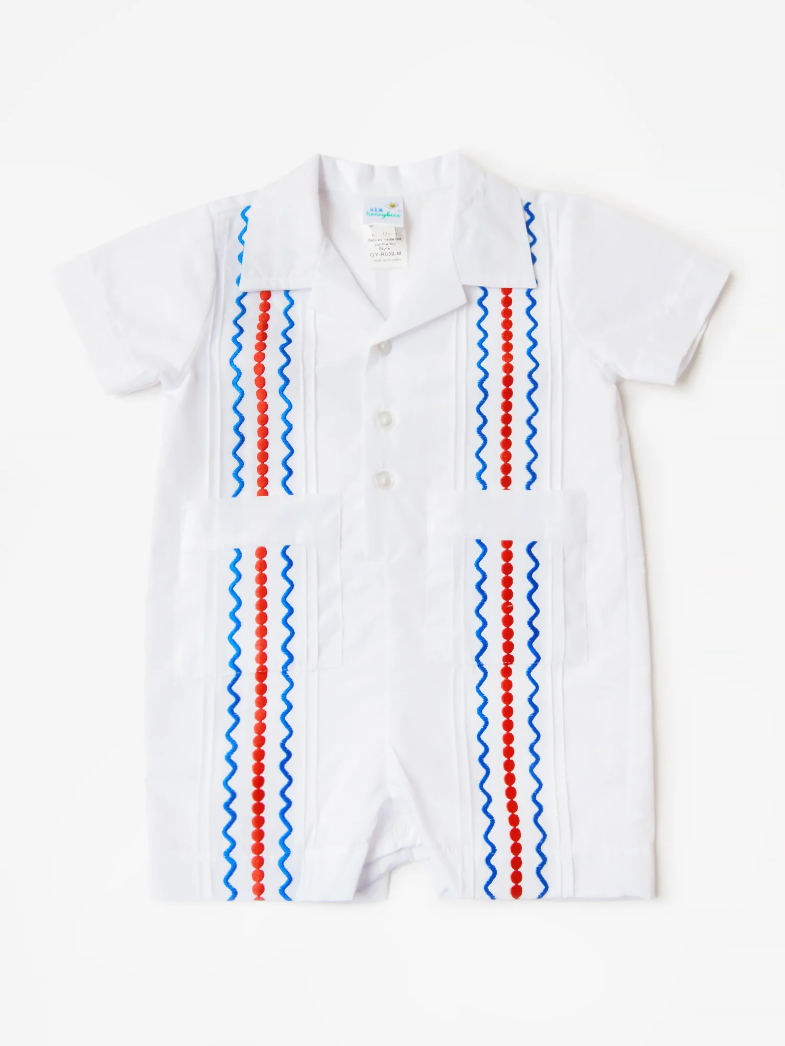 Six Honeybees Baby Boys' Guayabera Romper - Image 8