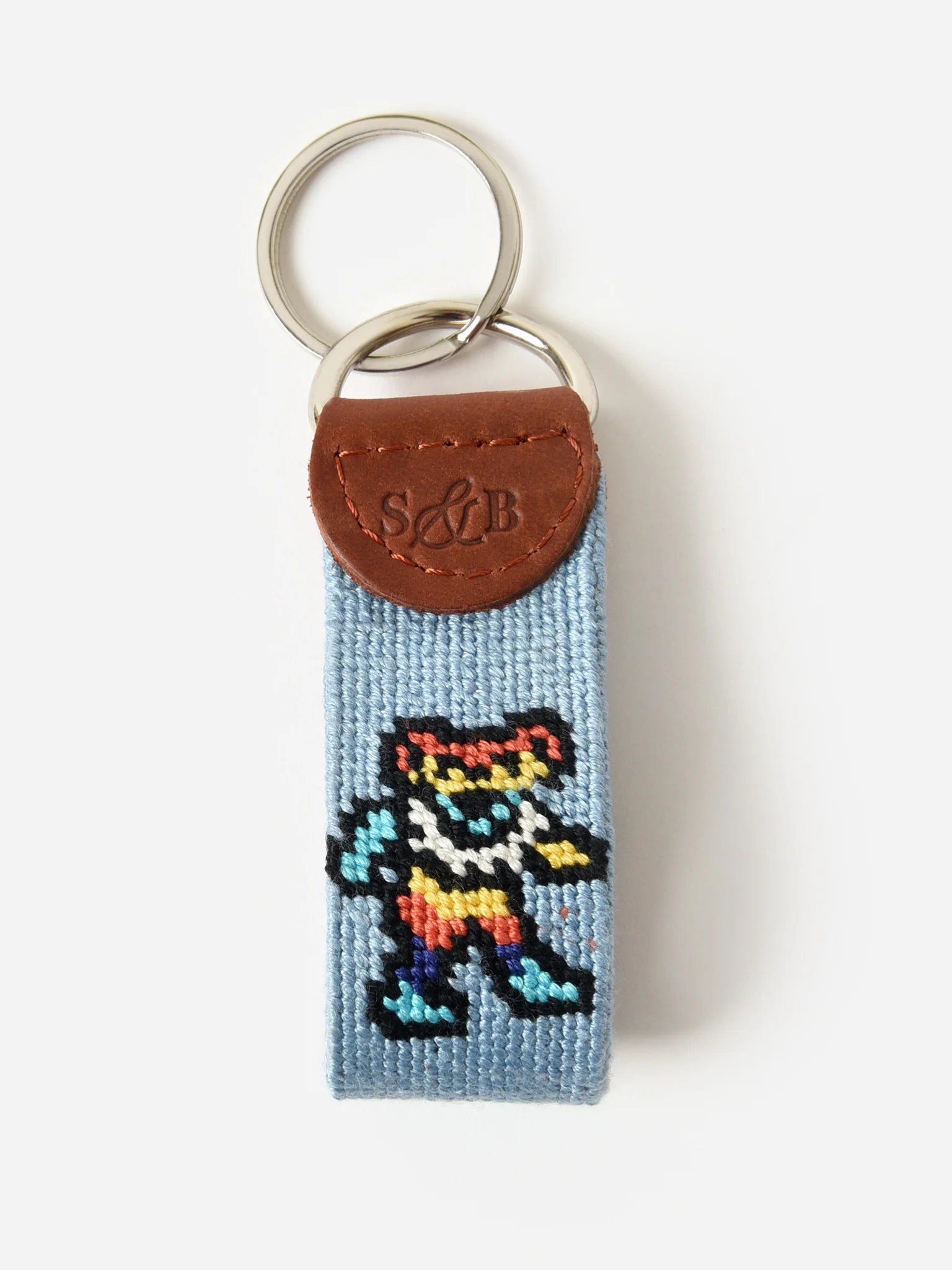 Smathers + Branson Dancing Bear Tie Dye Needlepoint Key Fob