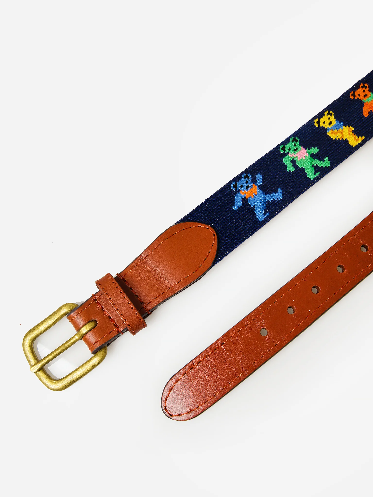 Smathers & Branson Men's Dancing Bears Needlepoint Belt - Image 4