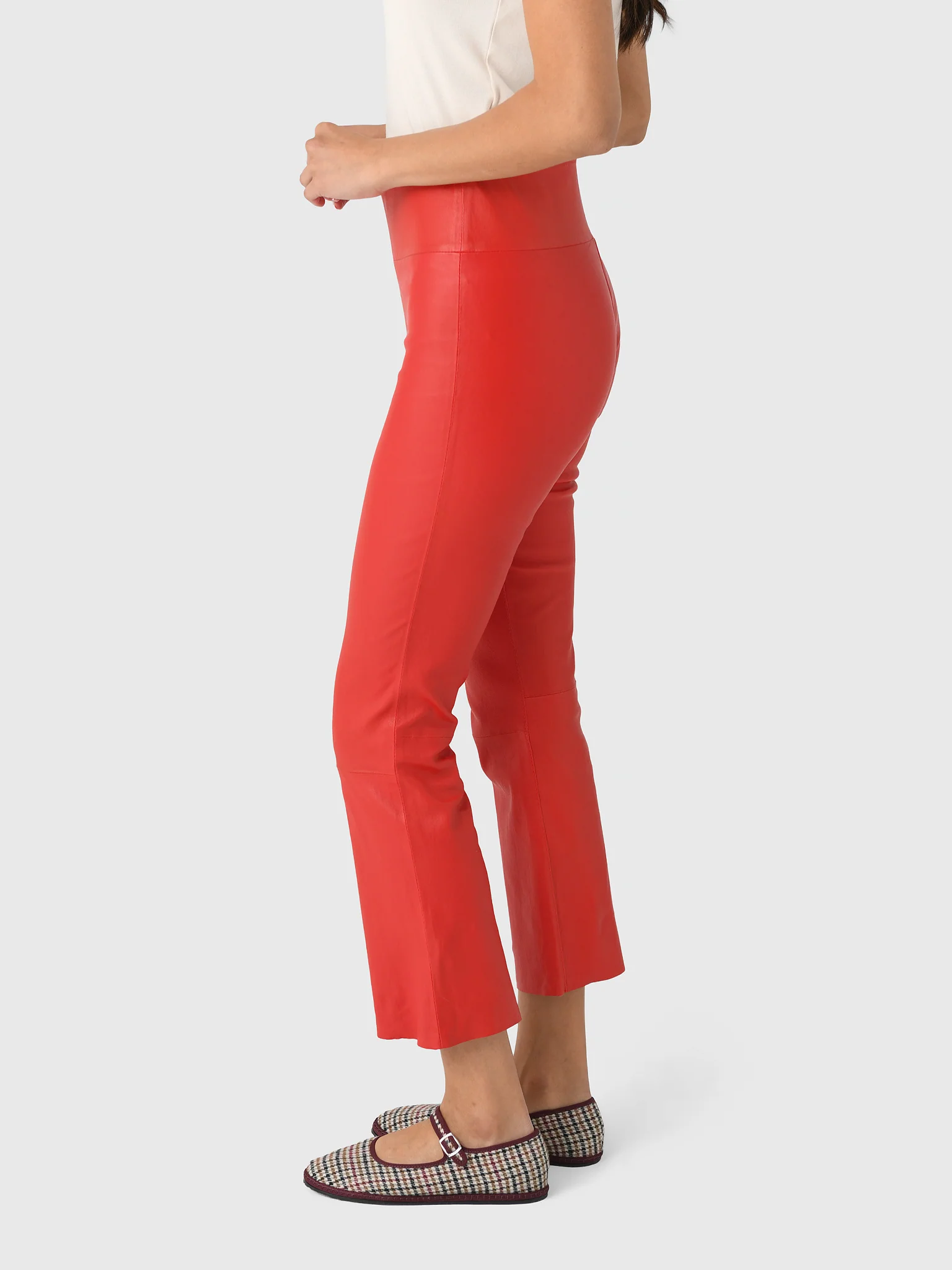 SPRWMN Women's Leather Crop Flare Legging - Image 10