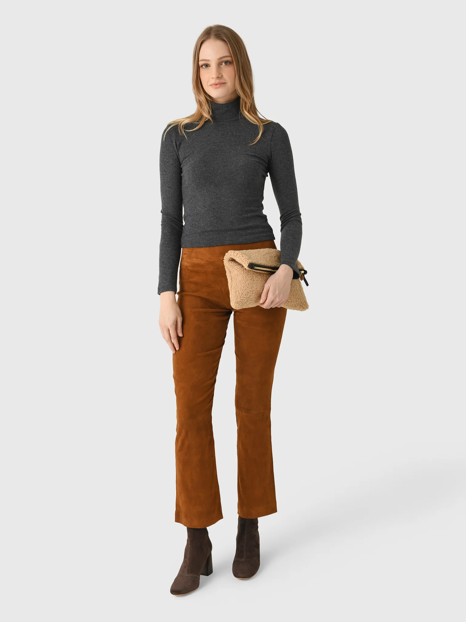 SPRWMN Women's Suede Ankle Flare Legging - Image 2