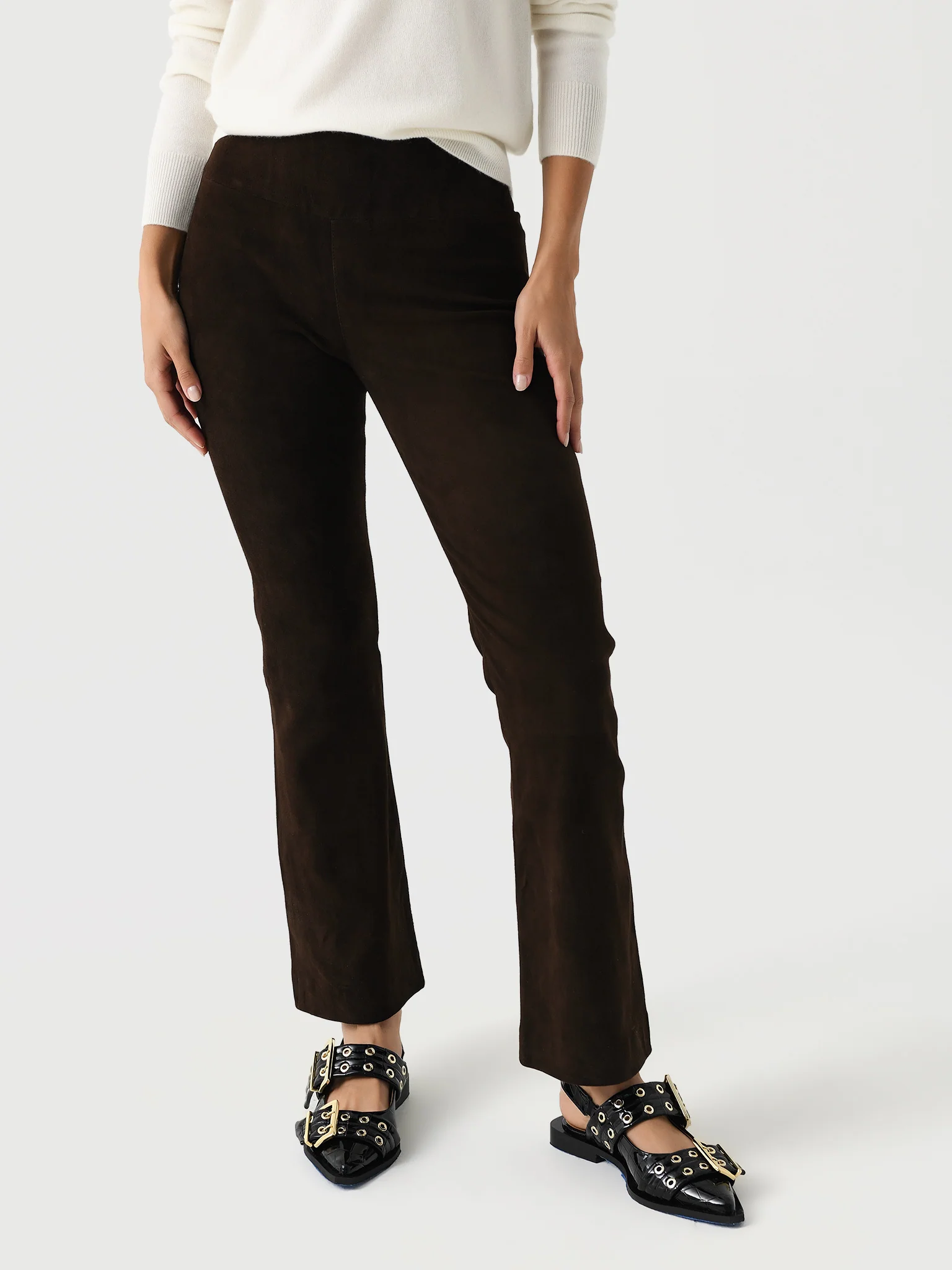 SPRWMN Women's Suede Ankle Flare Legging - Image 5