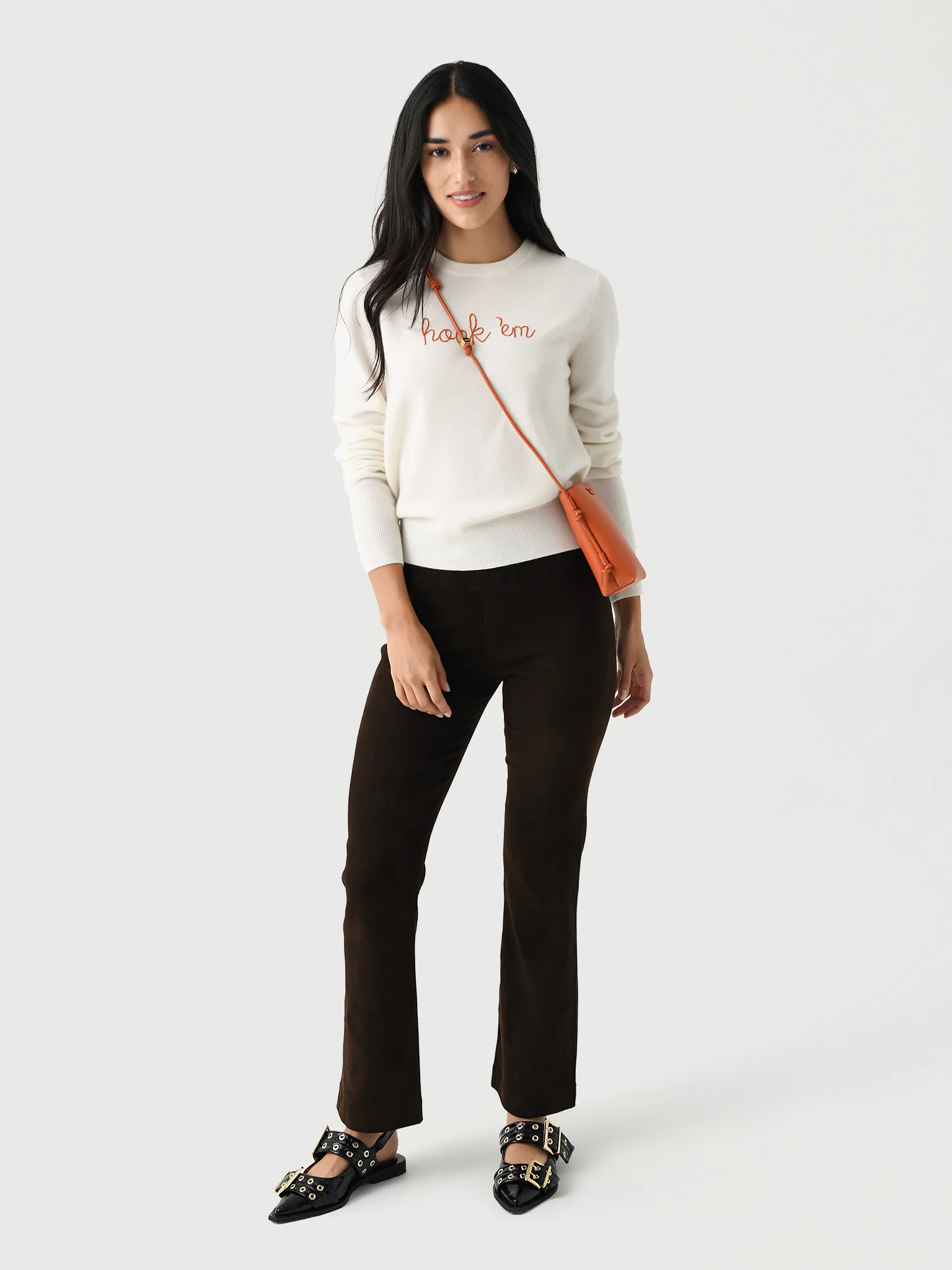 SPRWMN Women's Suede Ankle Flare Legging - Image 6