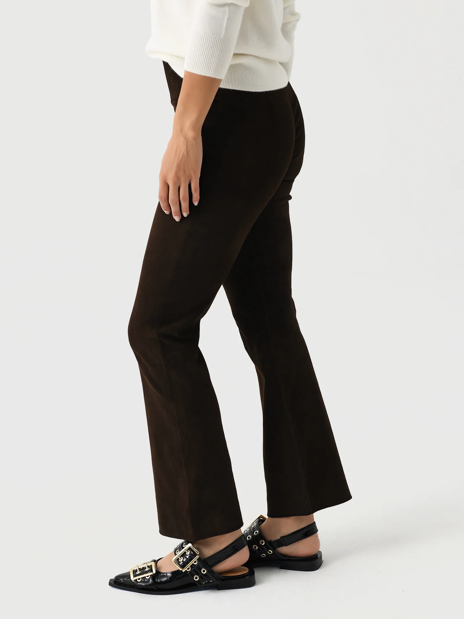 SPRWMN Women's Suede Ankle Flare Legging - Image 7