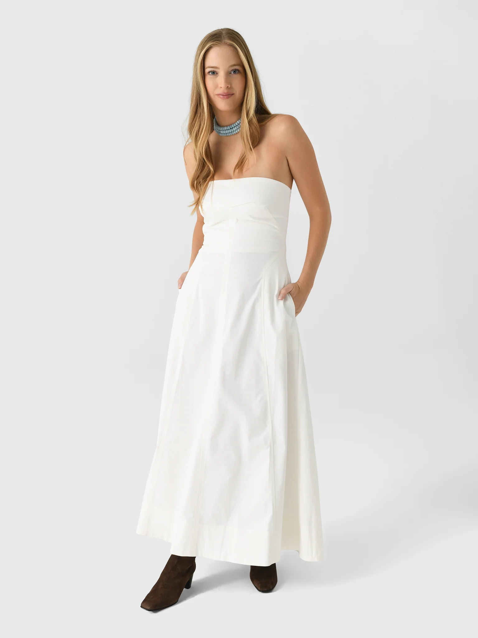 St. Agni Women's Sculpted Cotton Strapless Dress
