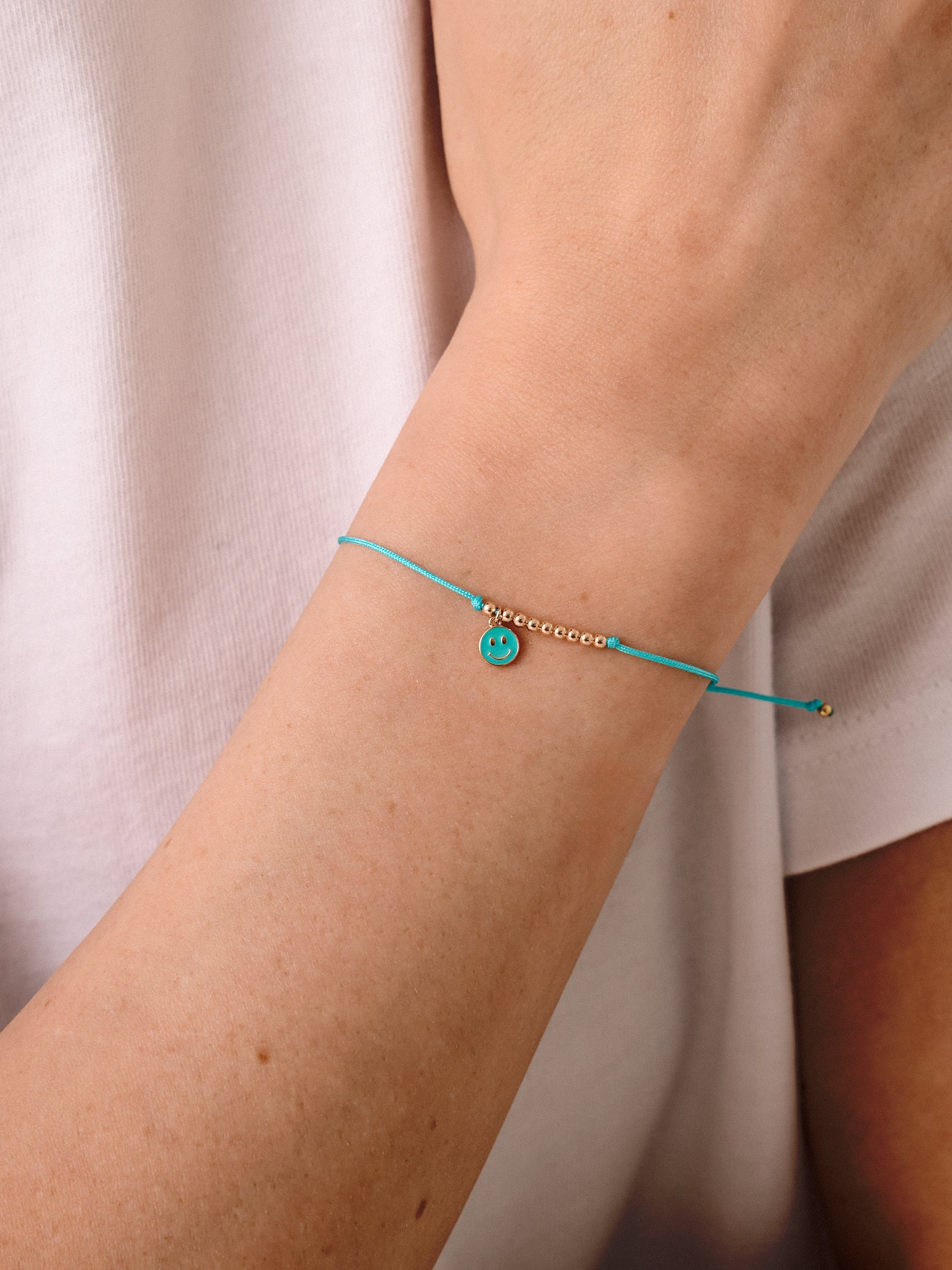 Sydney Evan Mini Enamel Happy Face Cord Bracelet - Image 2