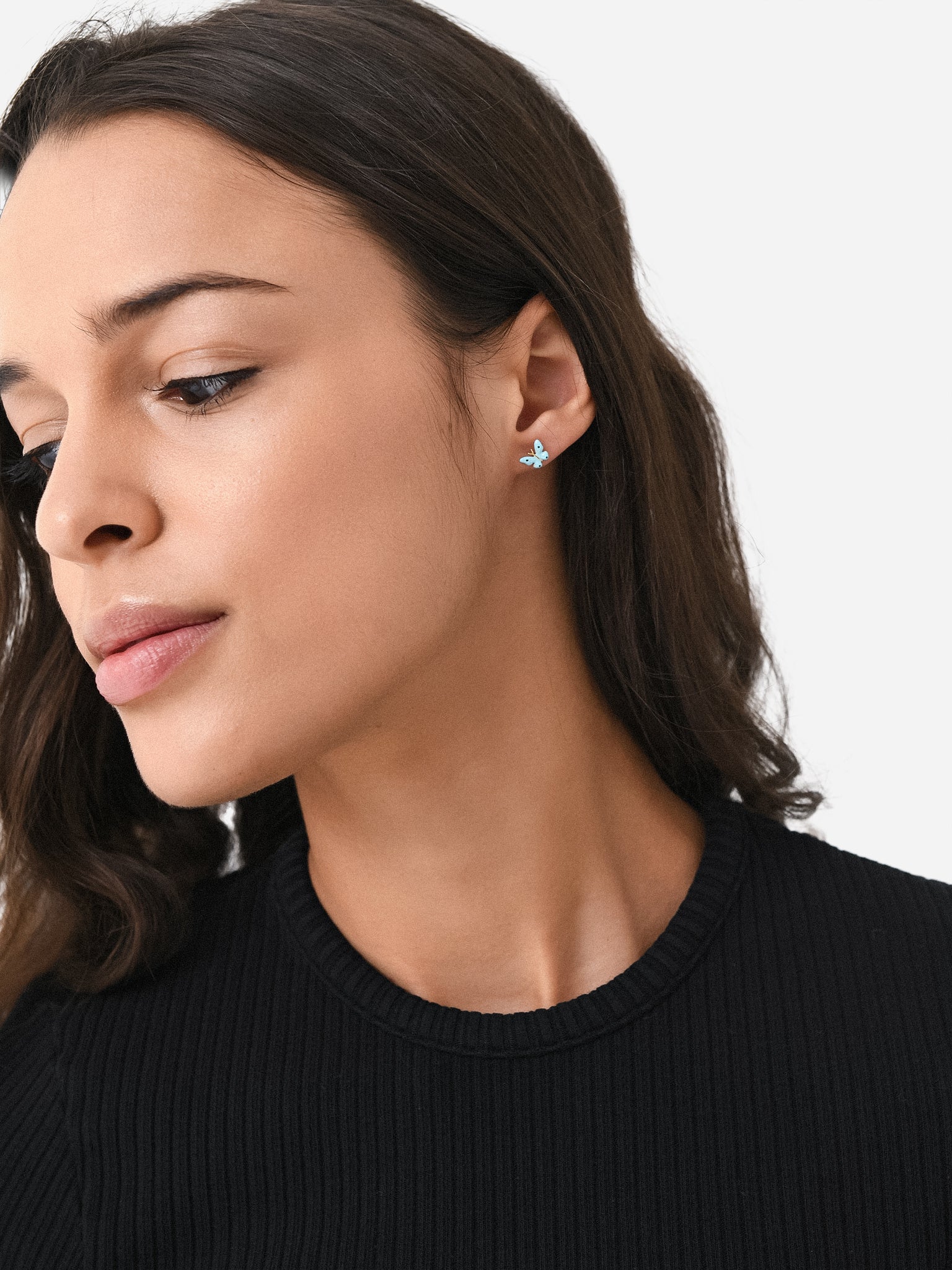 TAI Enamel Butterfly Stud Earrings - Image 2