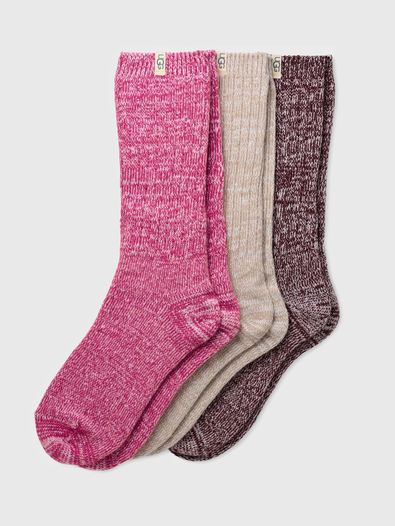 UGG Women's Rib Knit Slouchy 3-Pack Crew Socks - Image 2