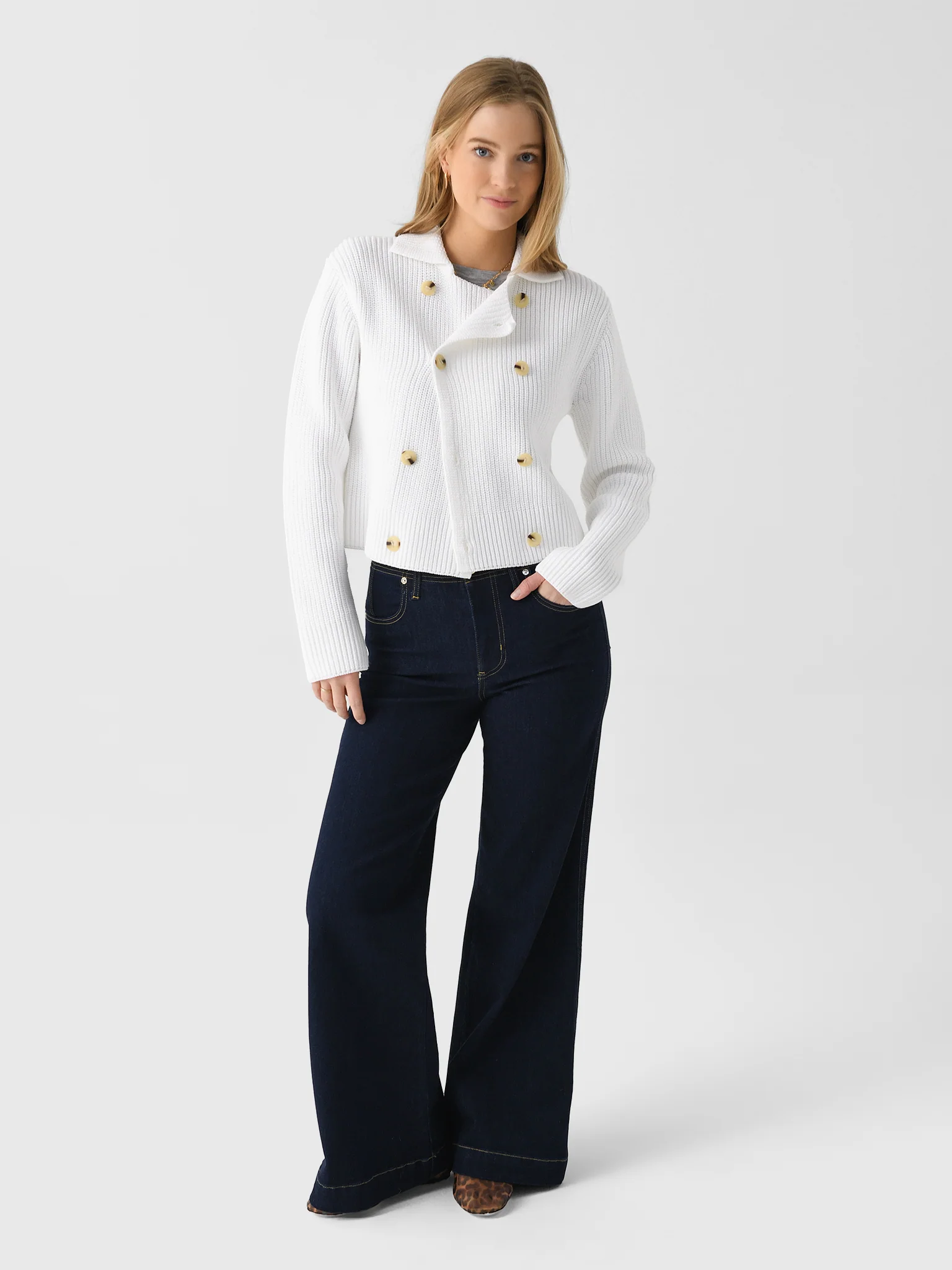 Vince Women's Cotton-Blend Double-Breasted Sweater Jacket - Image 3