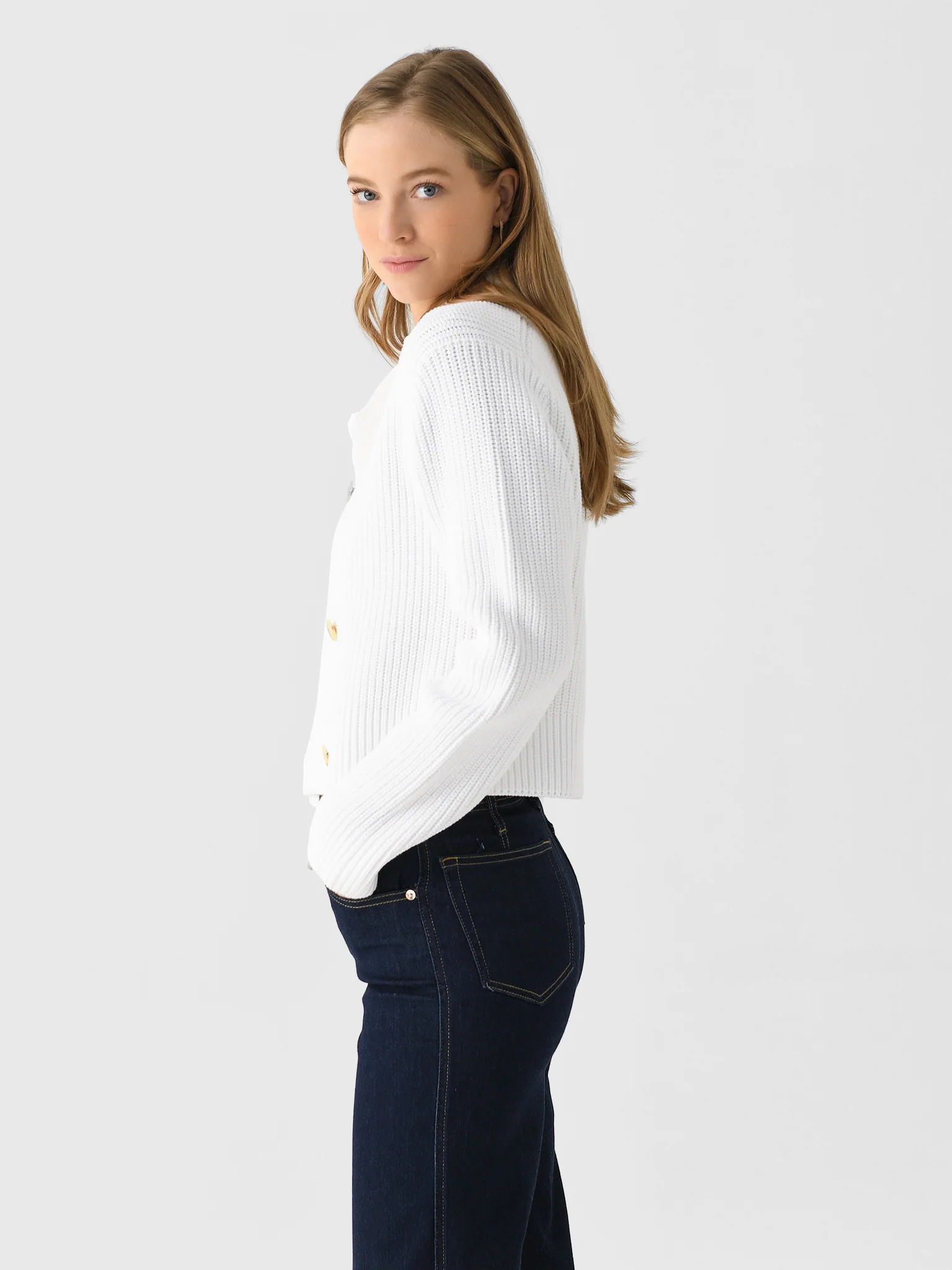 Vince Women's Cotton-Blend Double-Breasted Sweater Jacket - Image 4
