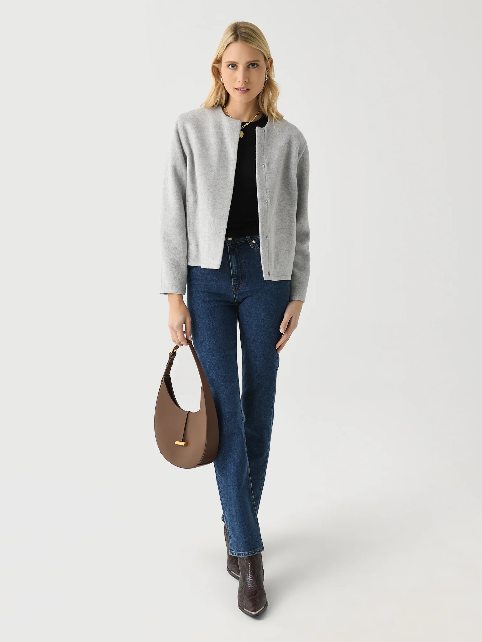 Vince Women's Italian Wool-Blend Collarless Jacket - Image 2