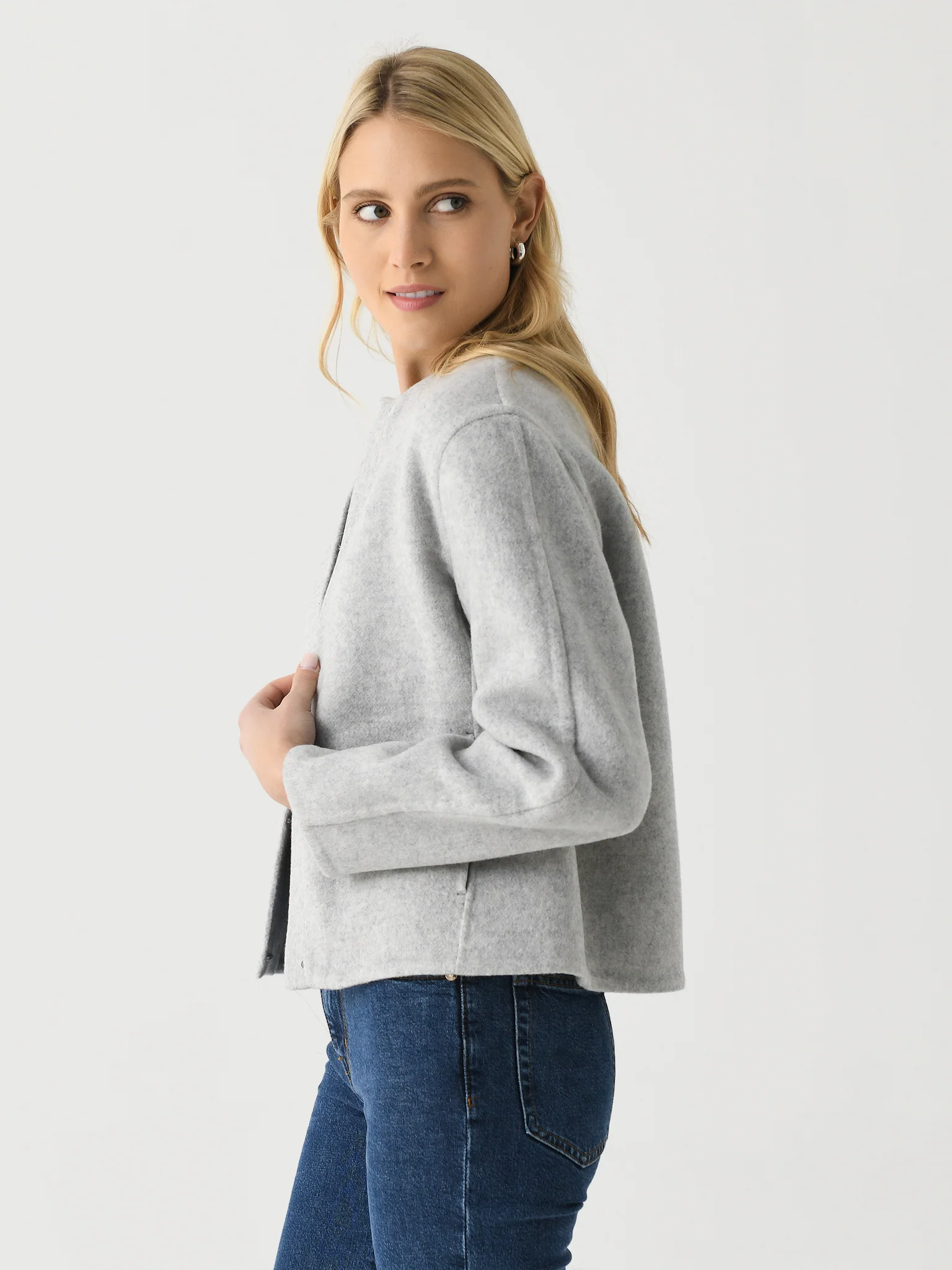 Vince Women's Italian Wool-Blend Collarless Jacket - Image 3