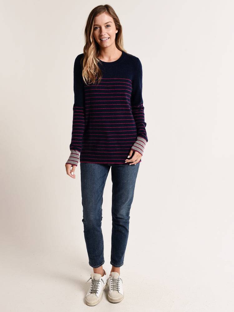 White + Warren Essential Stripe Crewneck Sweater - Image 3
