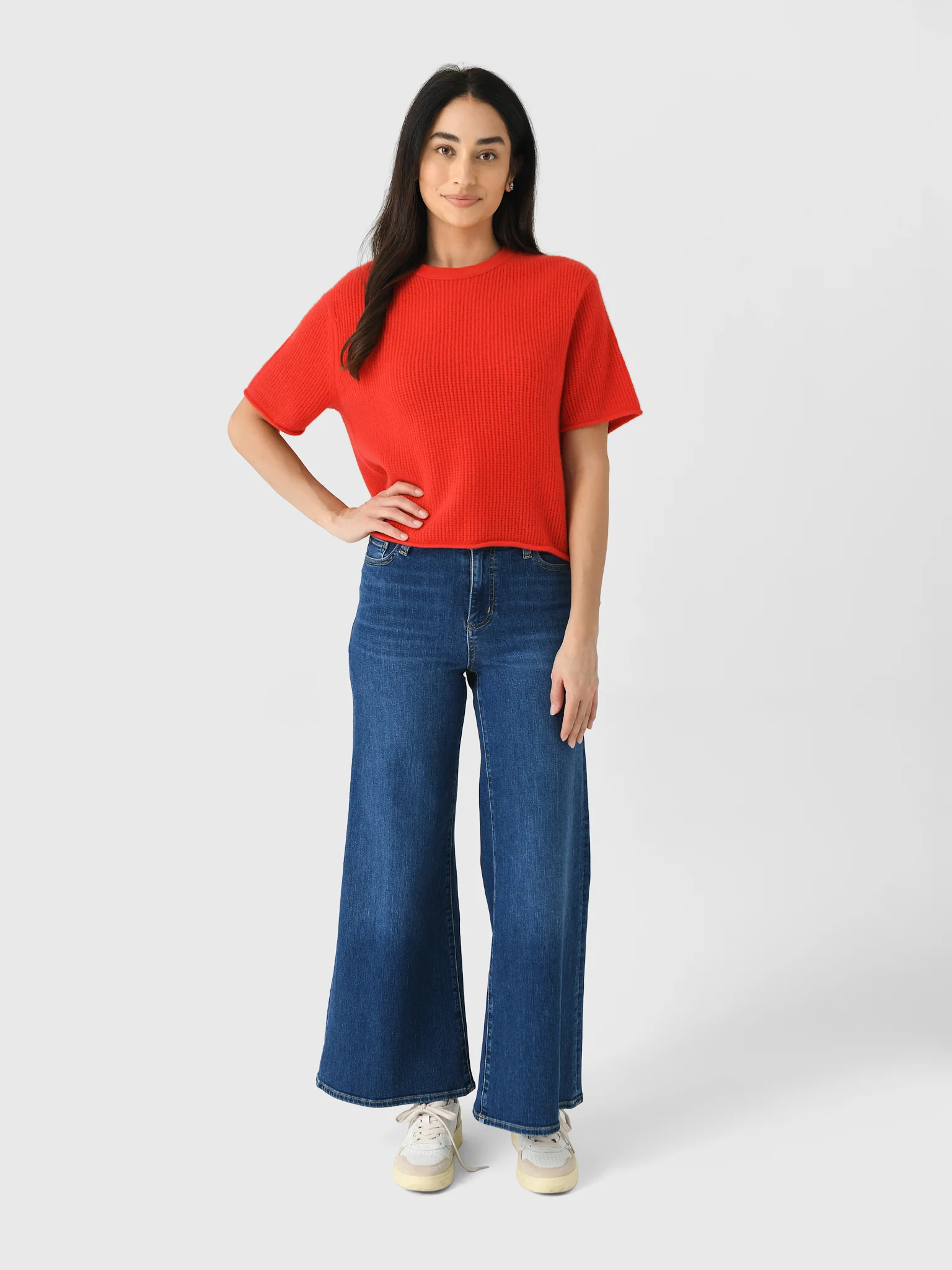 White + Warren Women's Cashmere Waffle Mesh Tee - Image 2