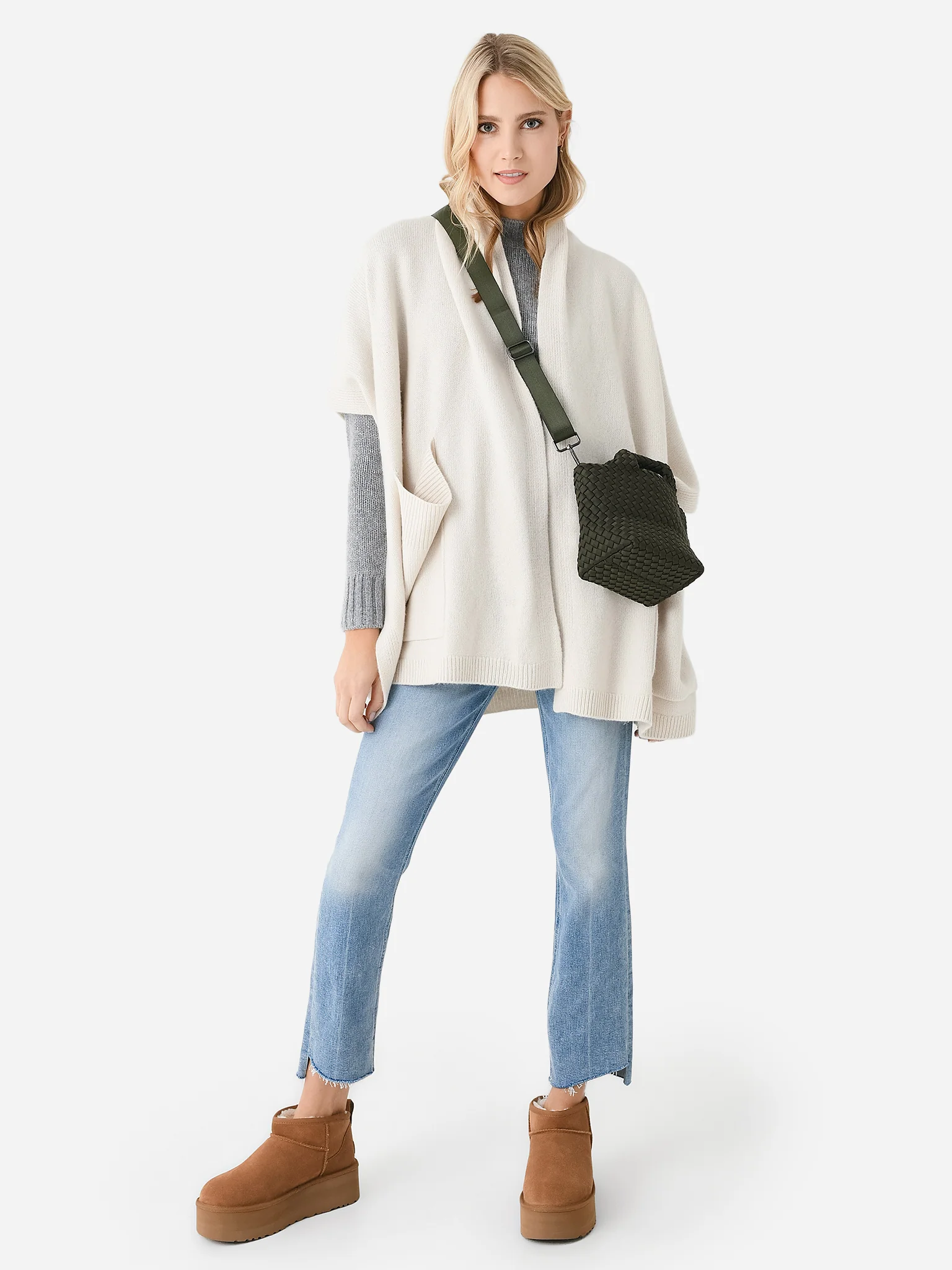 White + Warren Women's Merino Cashmere Open Poncho - Image 2
