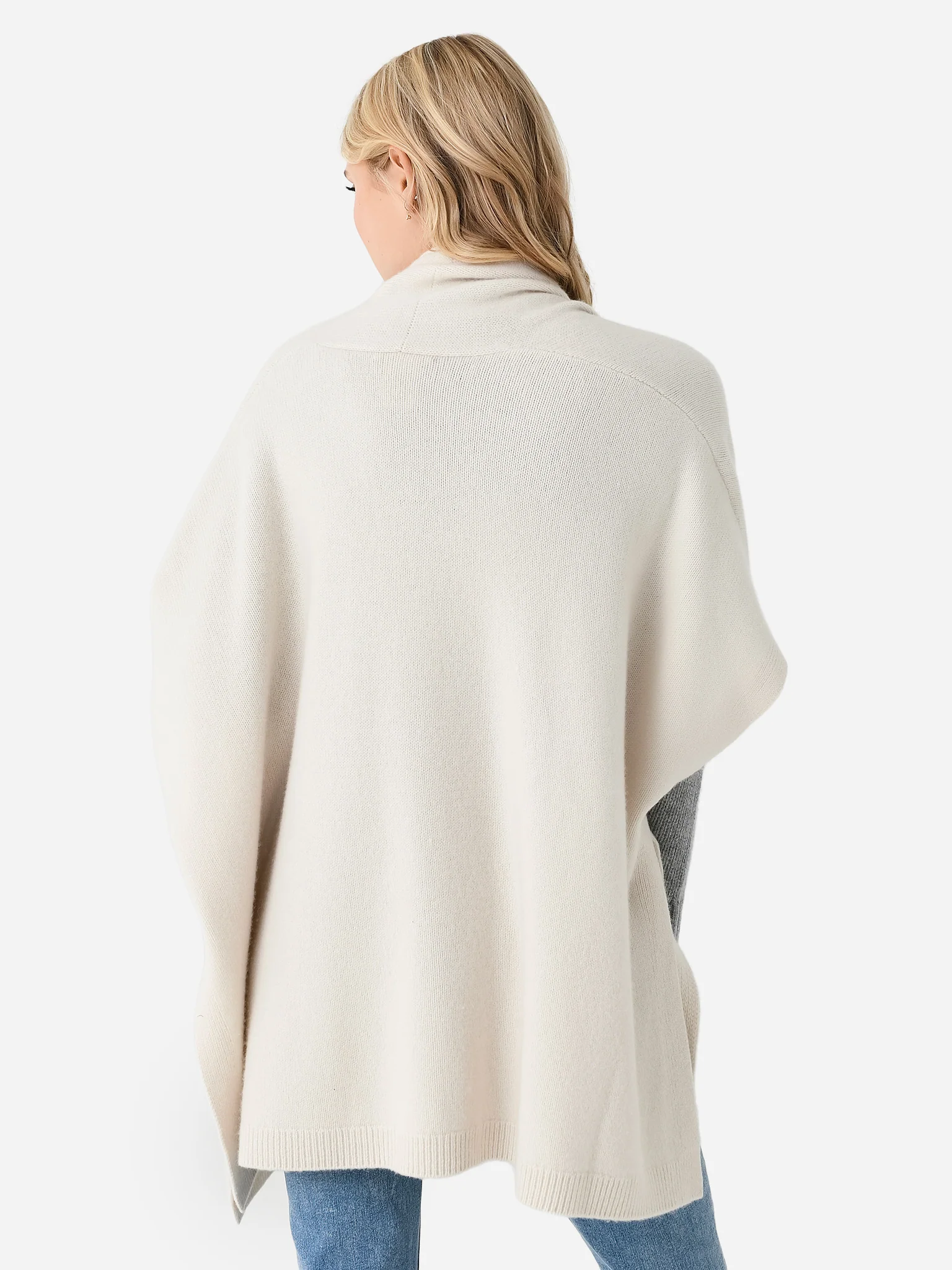 White + Warren Women's Merino Cashmere Open Poncho - Image 4