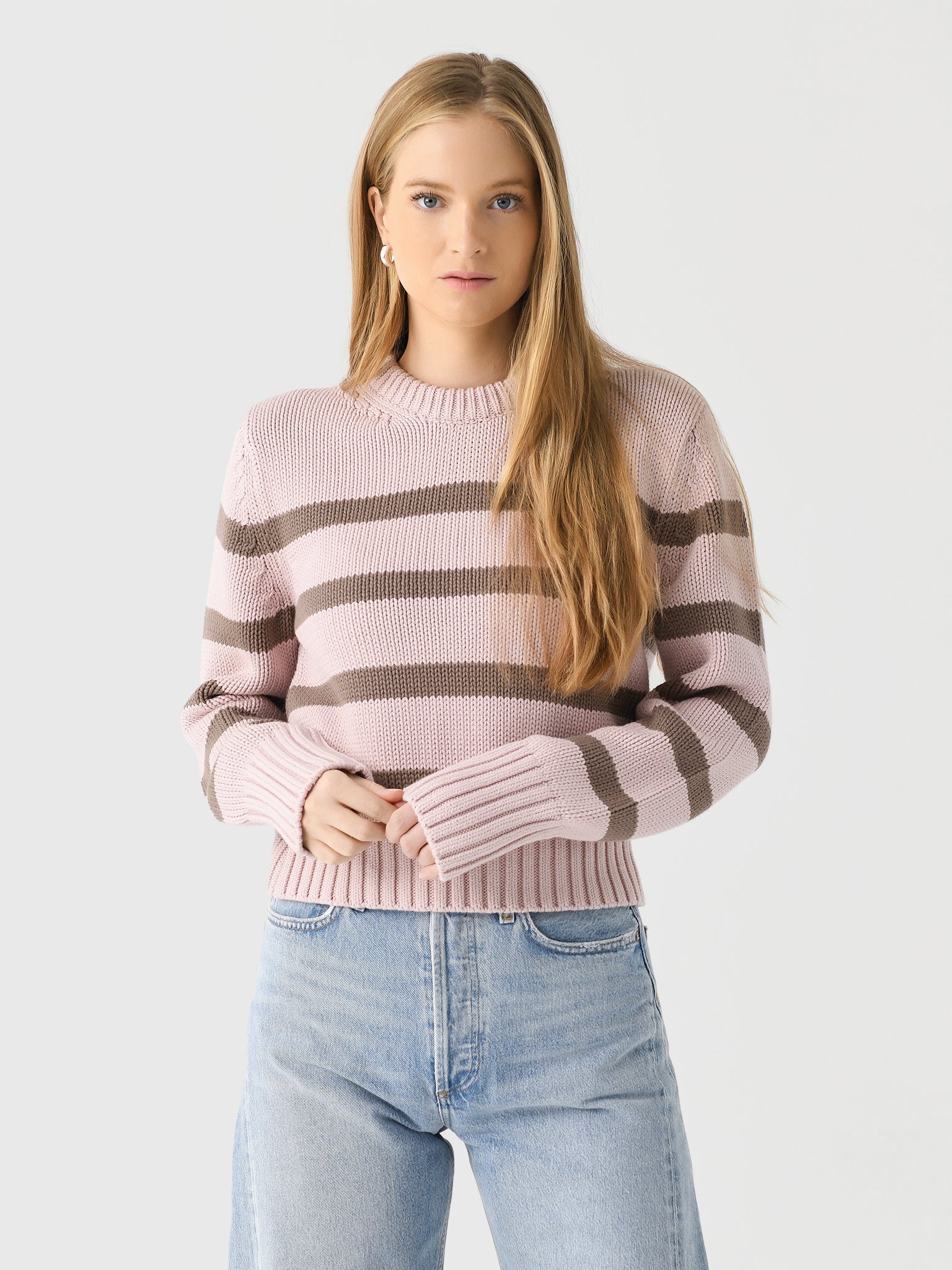 White + Warren Women's Organic Cotton Striped Crewneck - Image 5