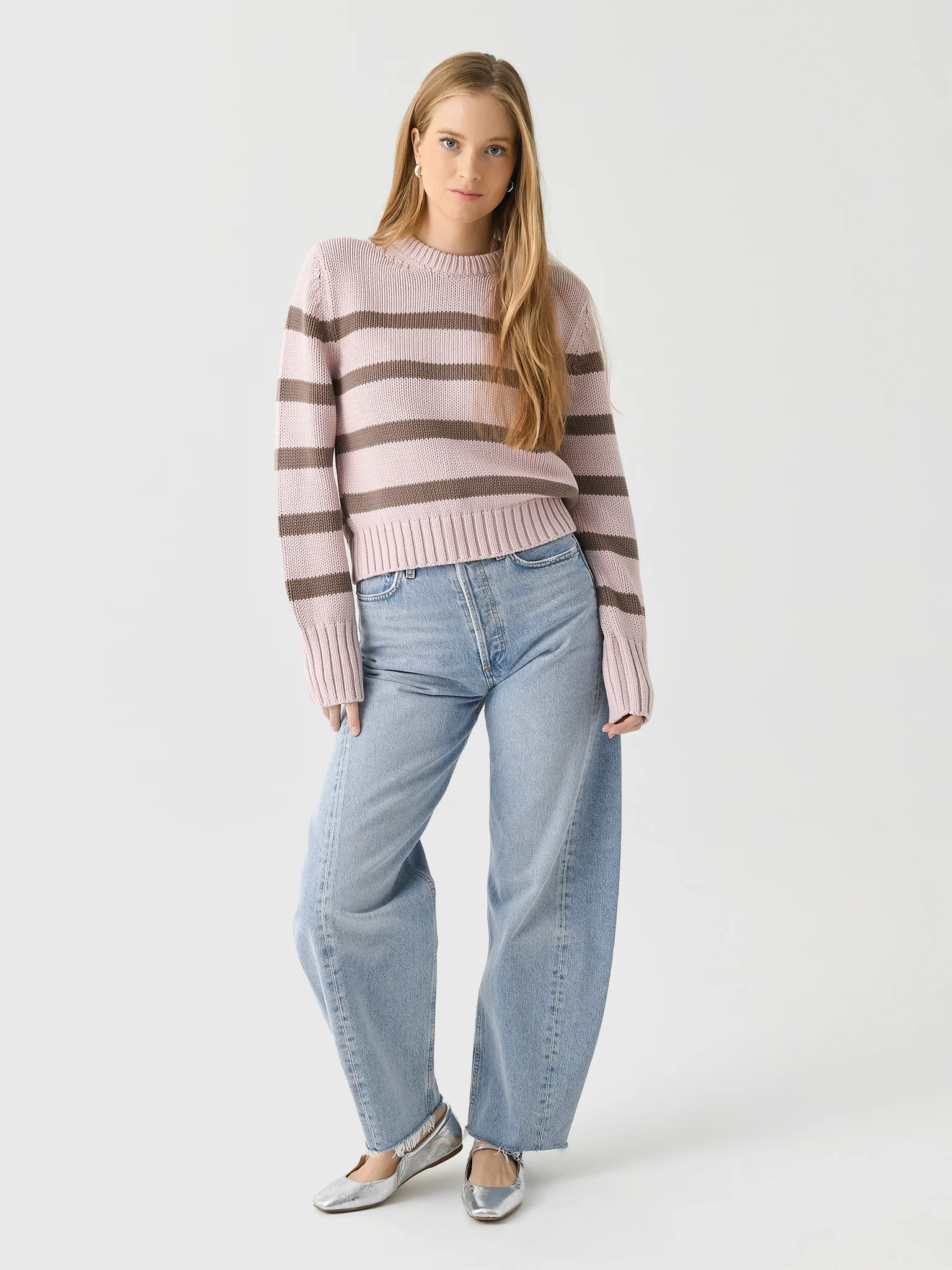 White + Warren Women's Organic Cotton Striped Crewneck - Image 6